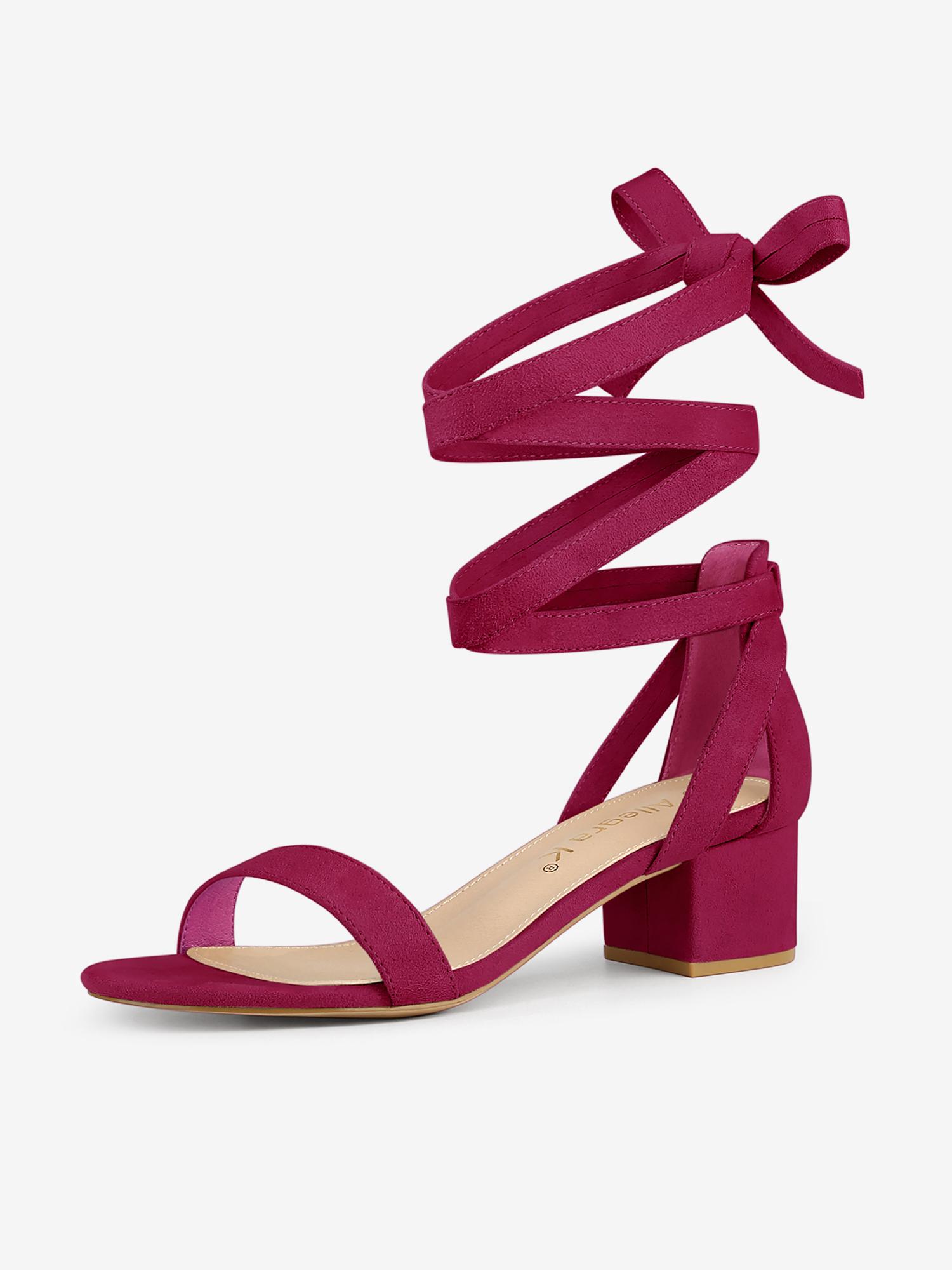 Open Toe Block Heel Lace Up Ankle Strap Sandals Hot Pink/6.5