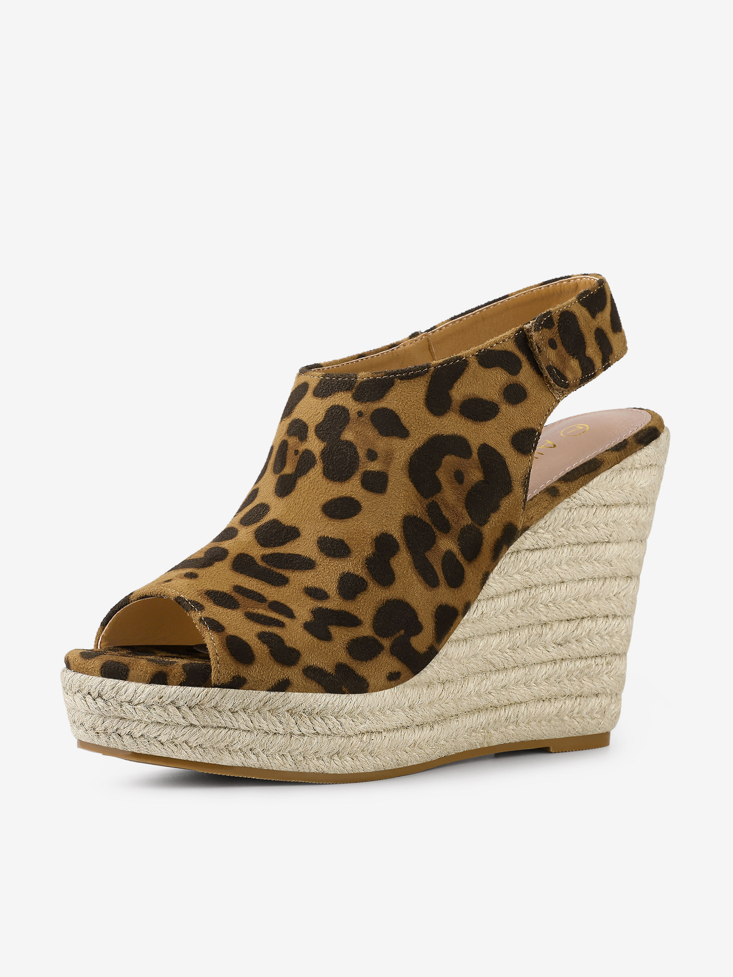 Open Toe Espadrille Platform Wedge Heel Slingback Sandals Leopard/6