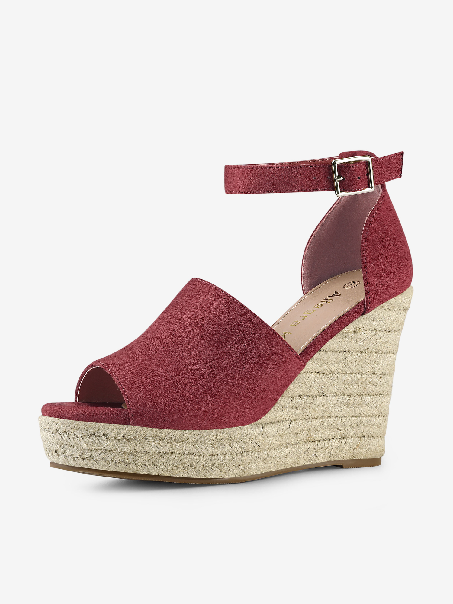 Espadrilles Platform Heel Wedges Sandals Burgundy/8