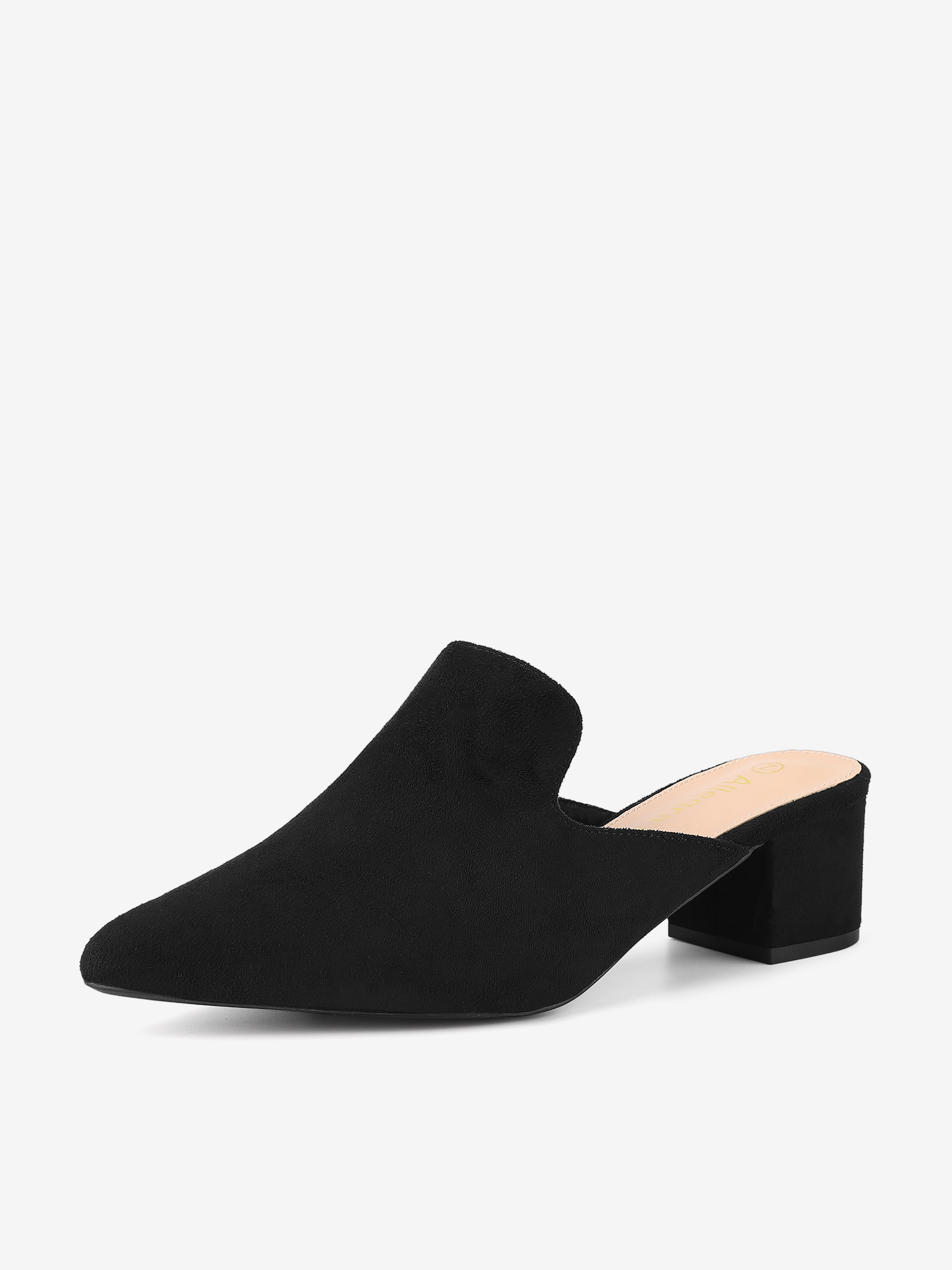 Women's Slip on Pointed Toe Chunky Heels Slide Mules Black/11