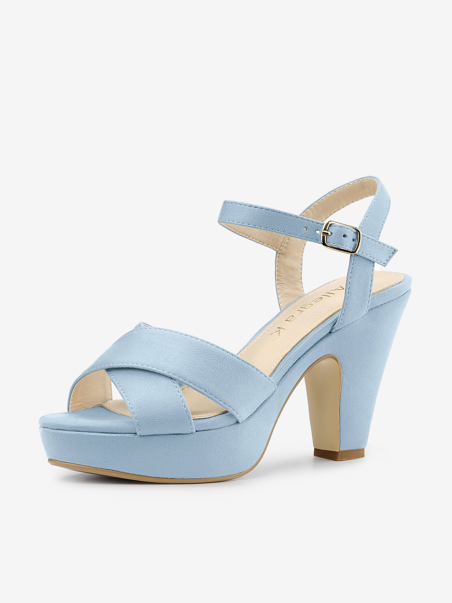 Platform Chunky Heel Ankle Strap Slingback Sandals Sky Blue/7.5