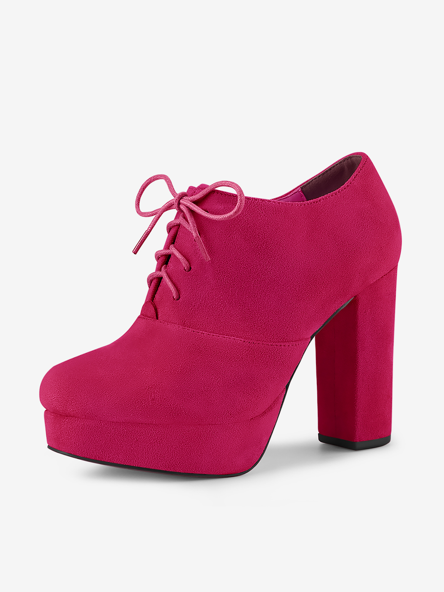 Platform Chunky Heel Lace Up Leopard Print Booties HotPink/7