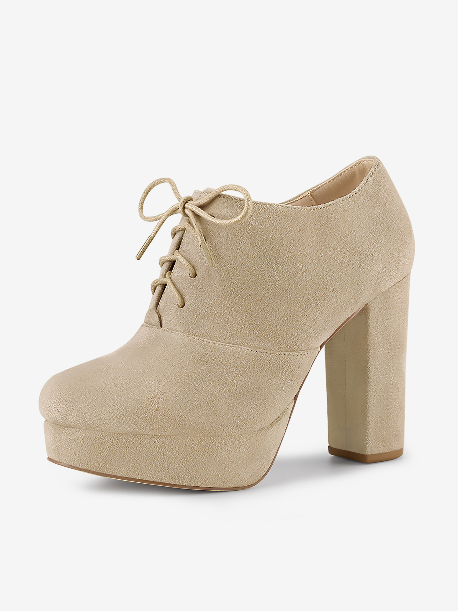 Platform Chunky Heel Lace Up Leopard Print Booties Beige/10
