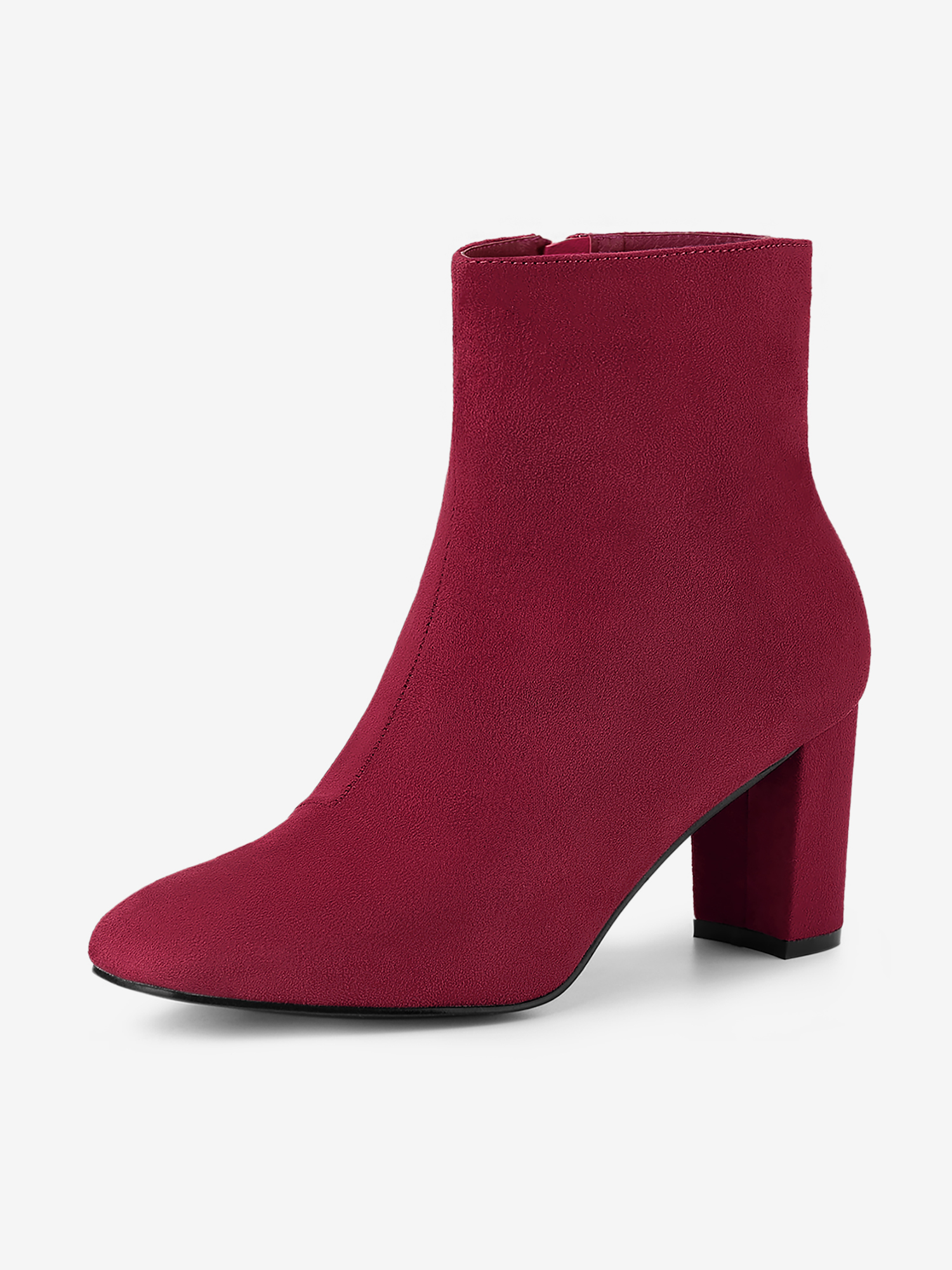 Dress Side Zip Chunky Heel Ankle Boots Burgundy/8