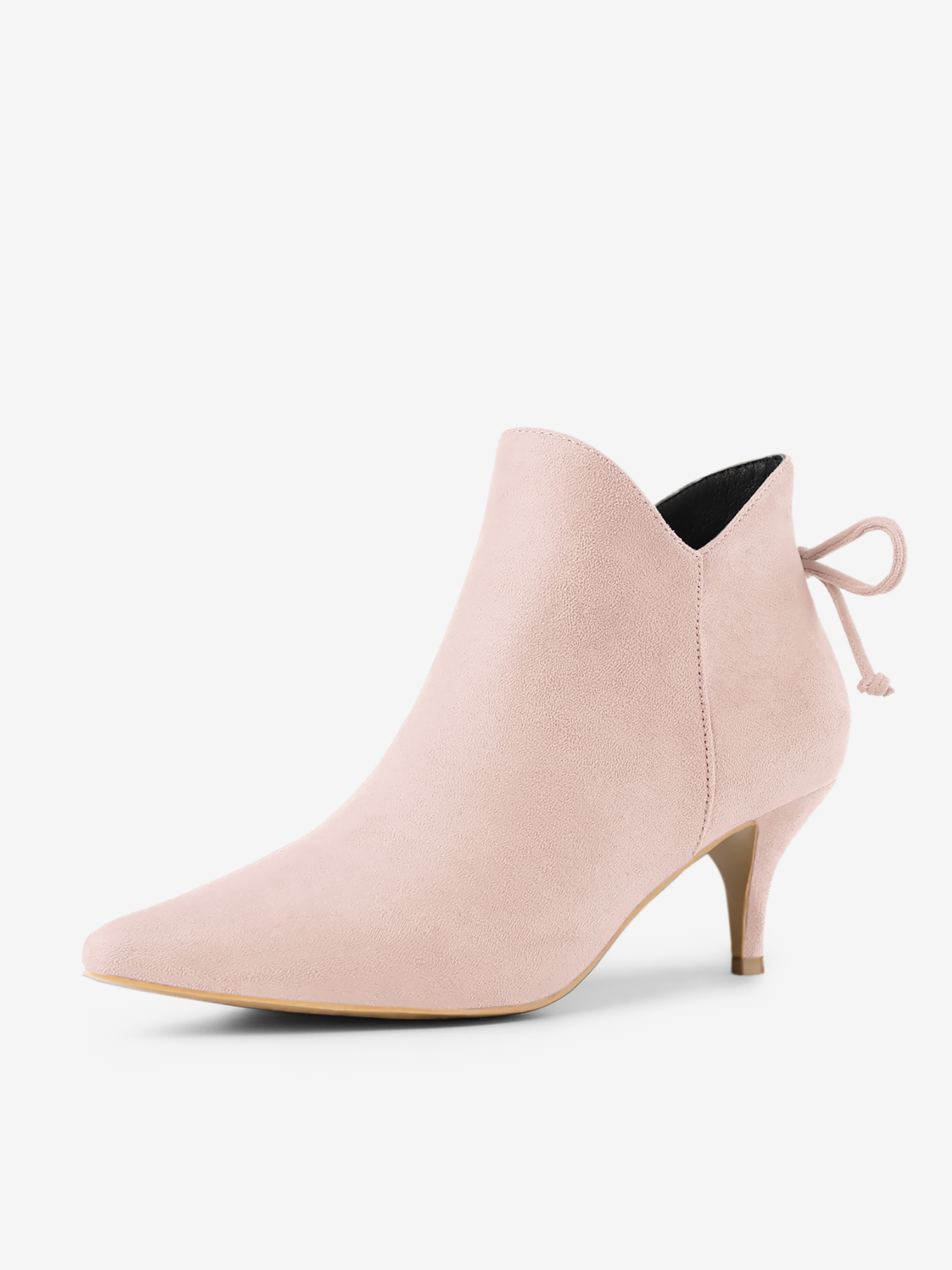 Pointed Toe Kitten Heel Ankle Booties DustPink/6.5