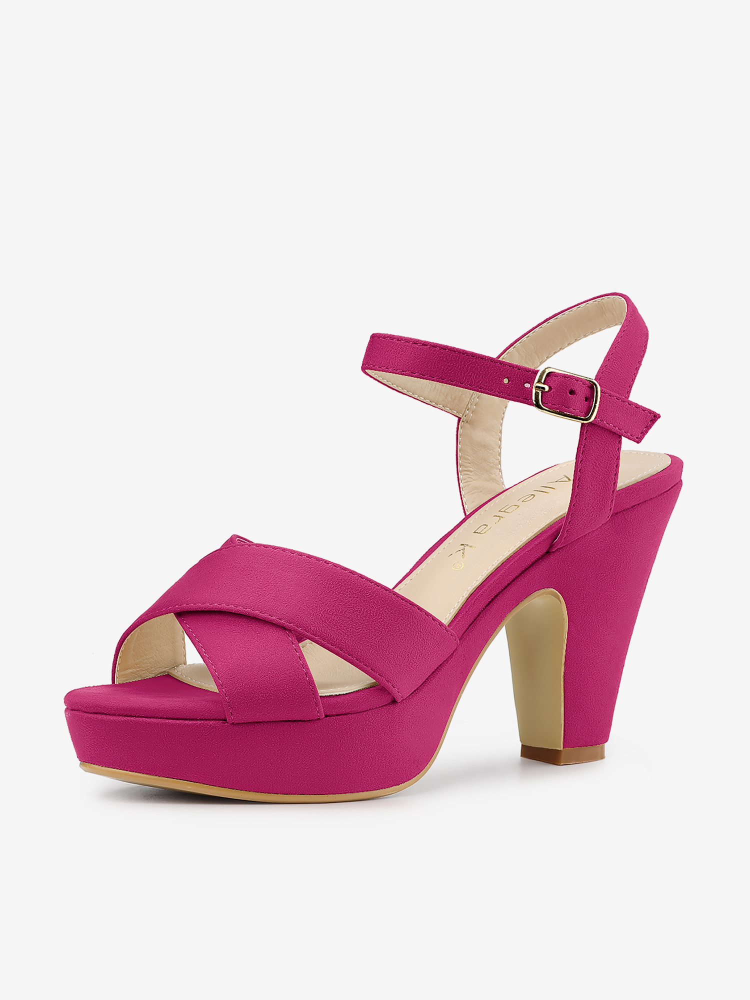 Ankle Strap Platform Chunky Heel Slingback Sandals Hot Pink/7.5