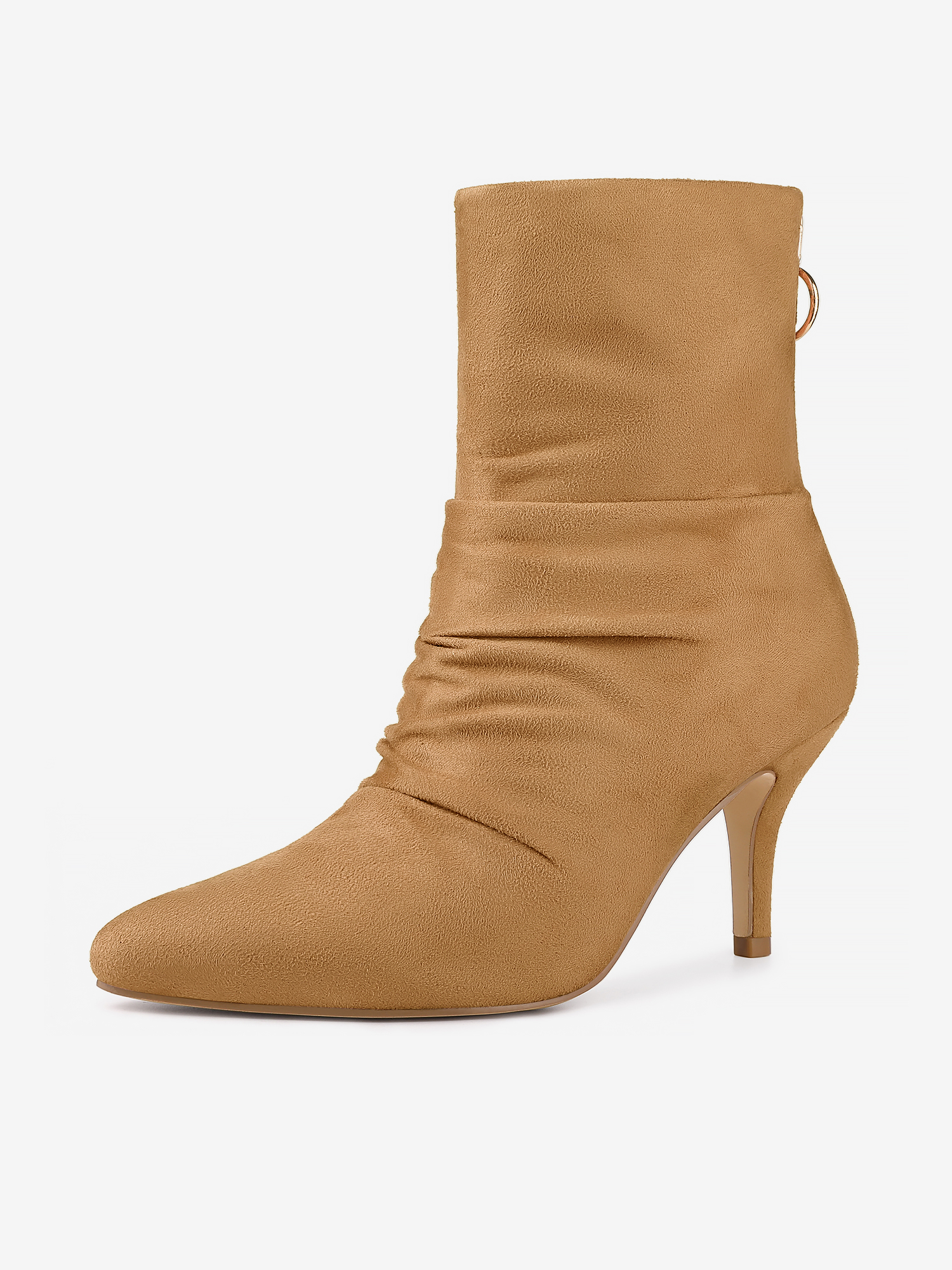 Pointy Toe Slouchy Back Zipper Stiletto Heel Ankle Boots Brown/8
