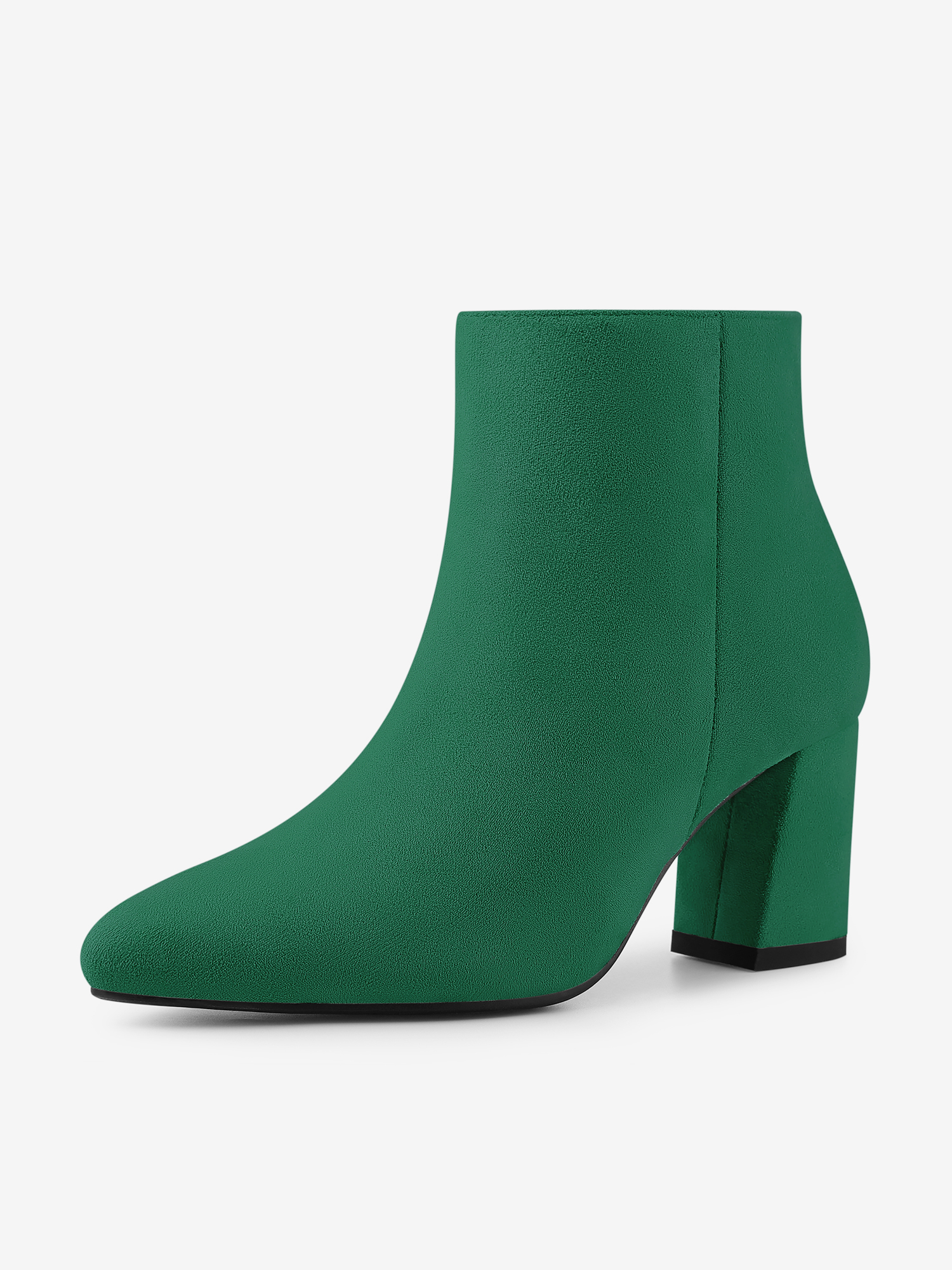 Pointy Toe Side Zip Chunky Heel Ankle Boots Green/6