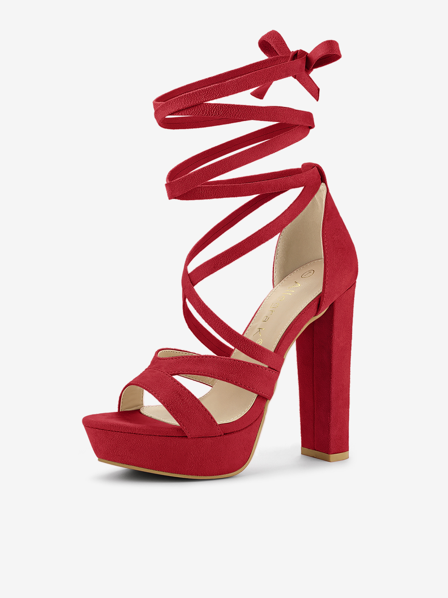 Lace Up Platform Chunky High Heel Sandals Red/7