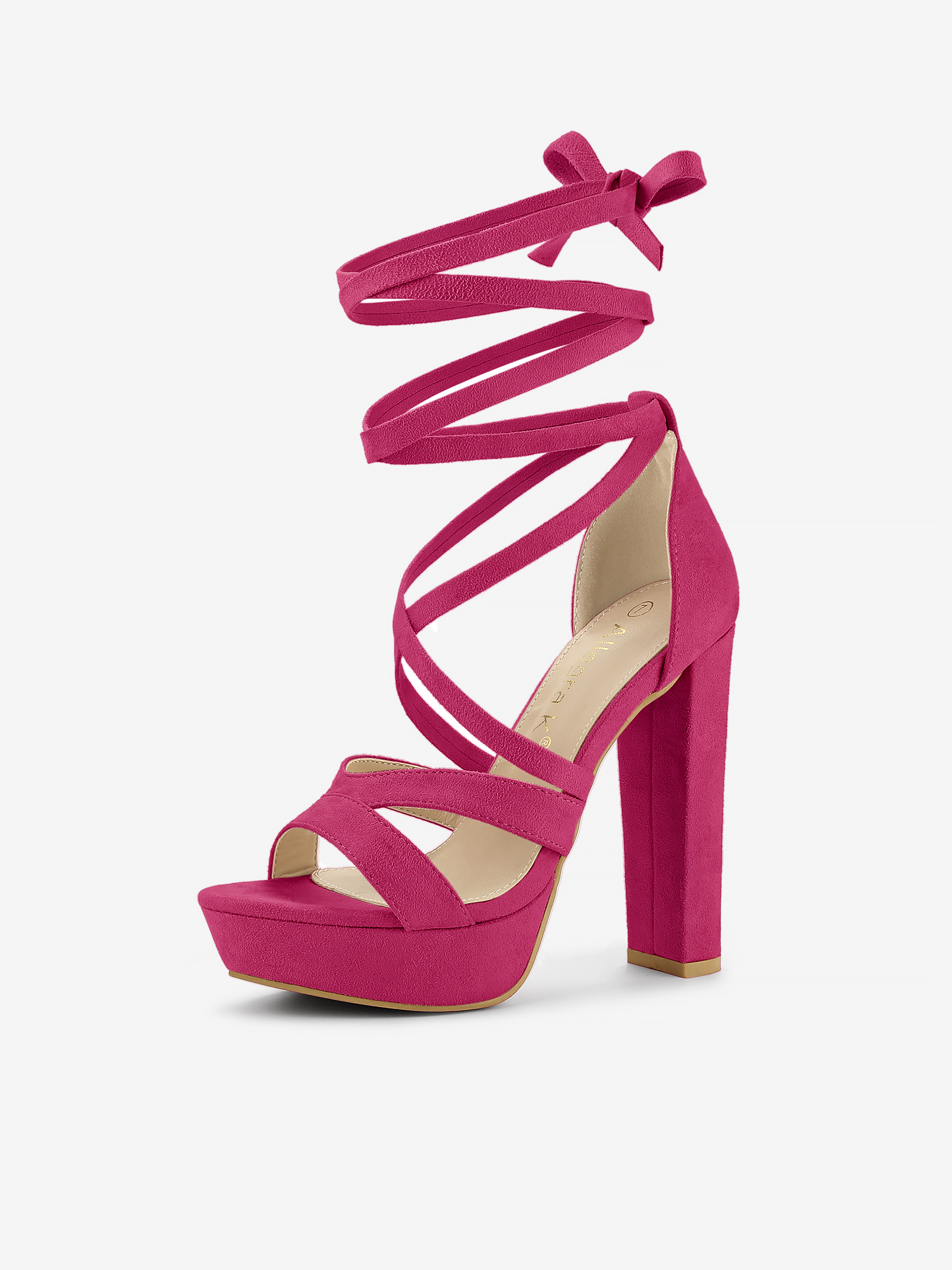 Lace Up Platform Chunky High Heel Sandals Hot Pink/7