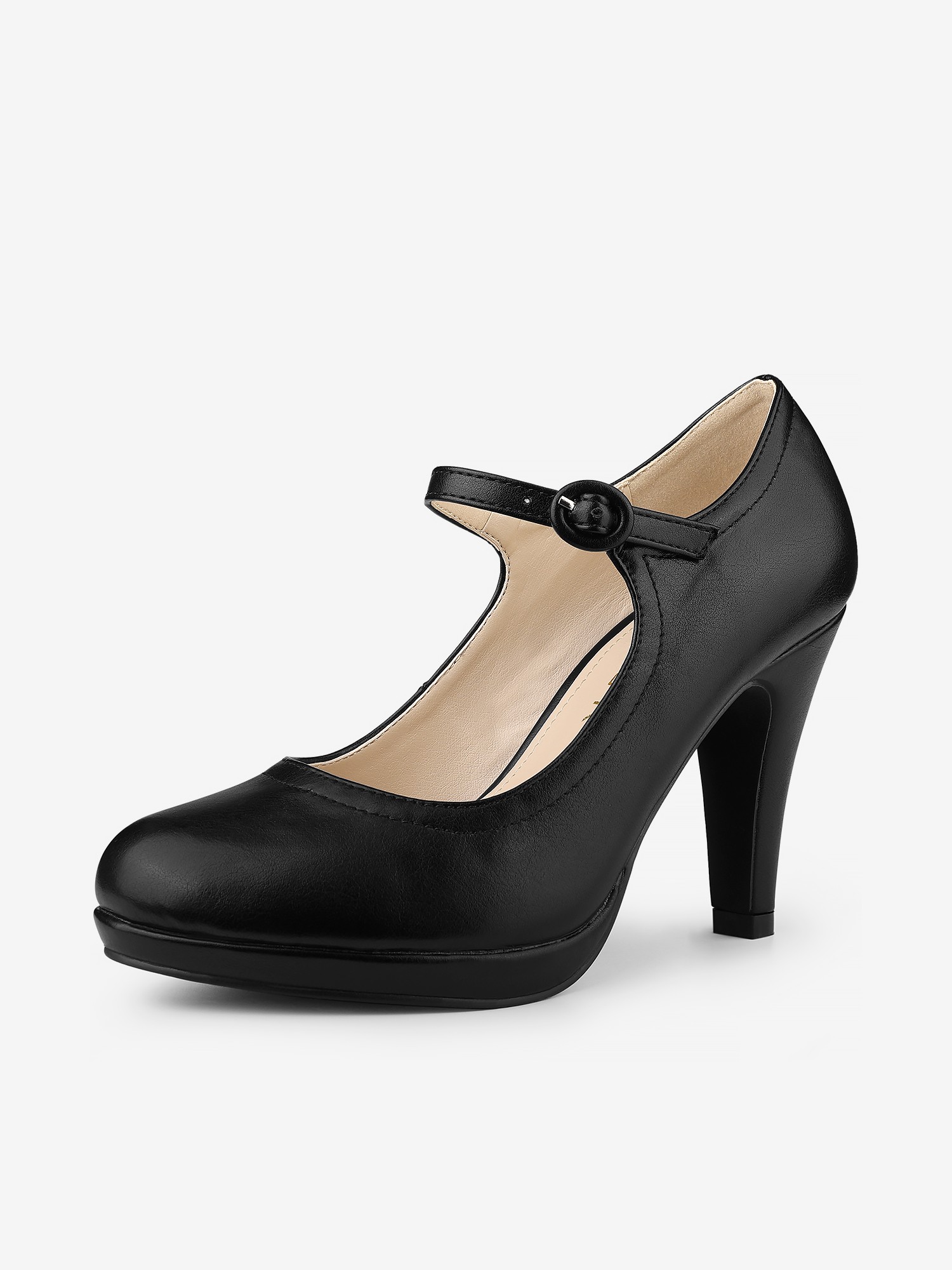 Allegra – Platform Round Toe Ankle Strap Mary Jane Stiletto Heel Pumps Black/9.5