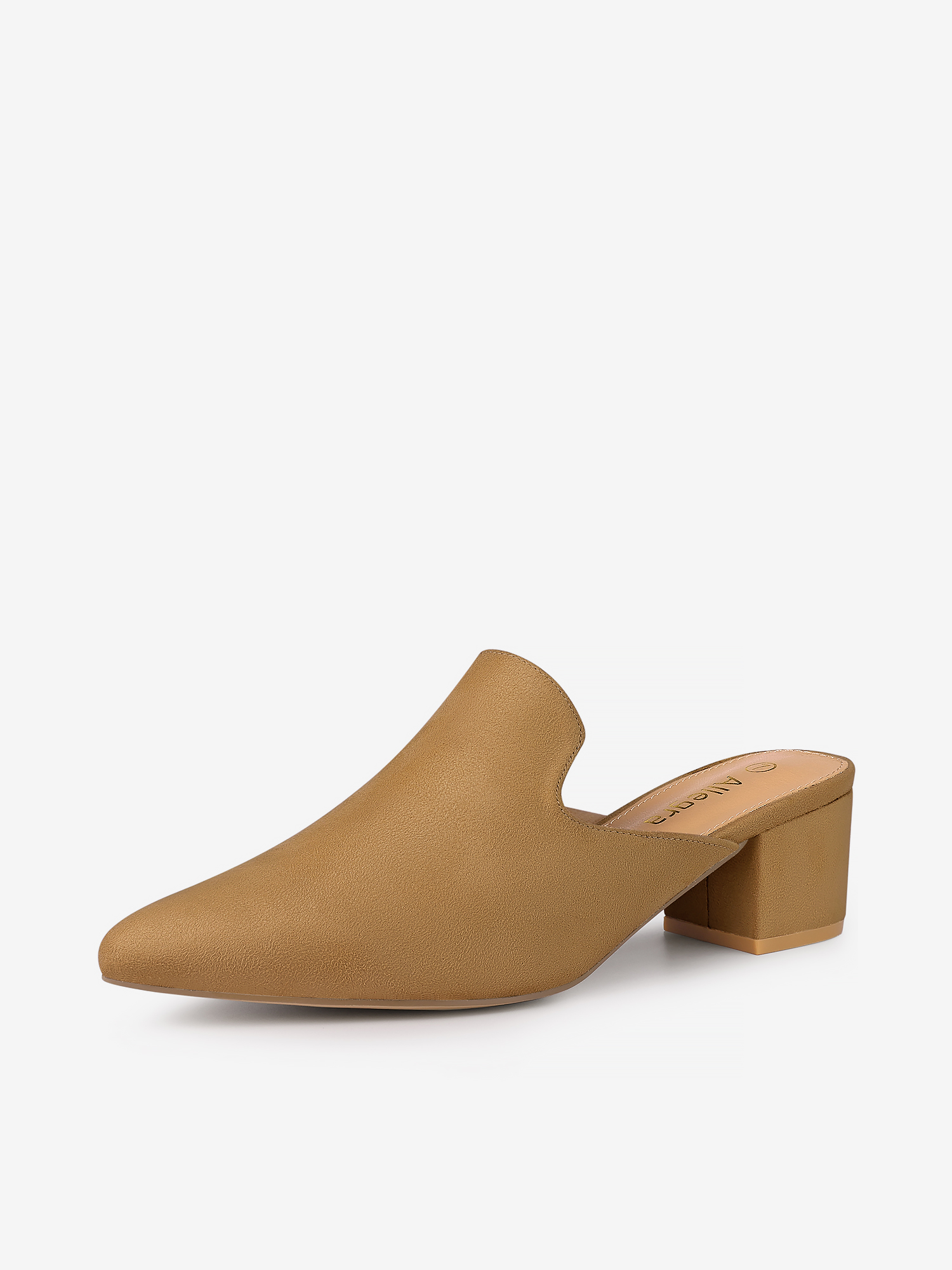 Women's Slip on Pointed Toe Chunky Heels Slide Mules Brown/10