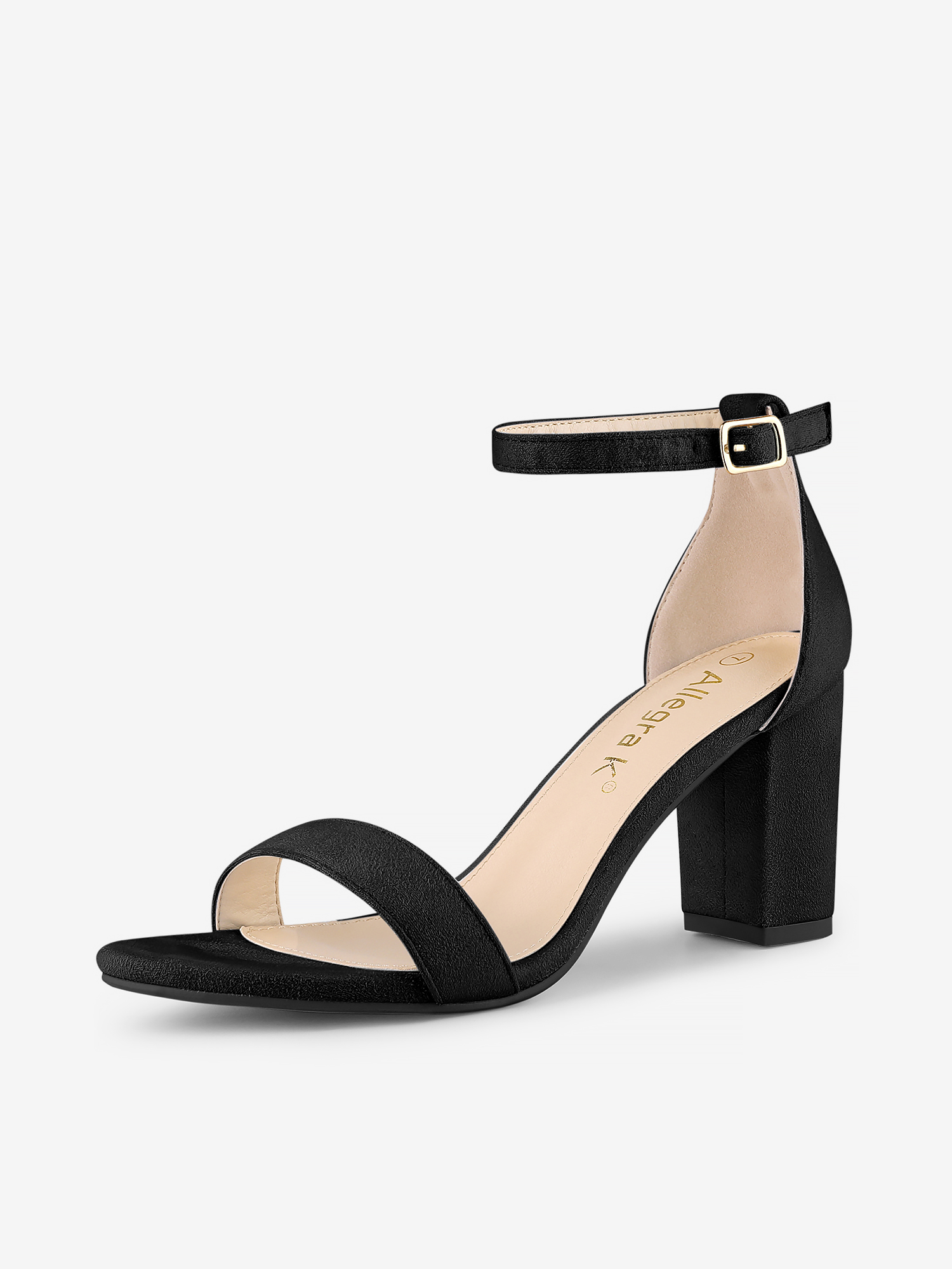 Women's Buckle Ankle Strap High Chunky Heels Sandals Black/8