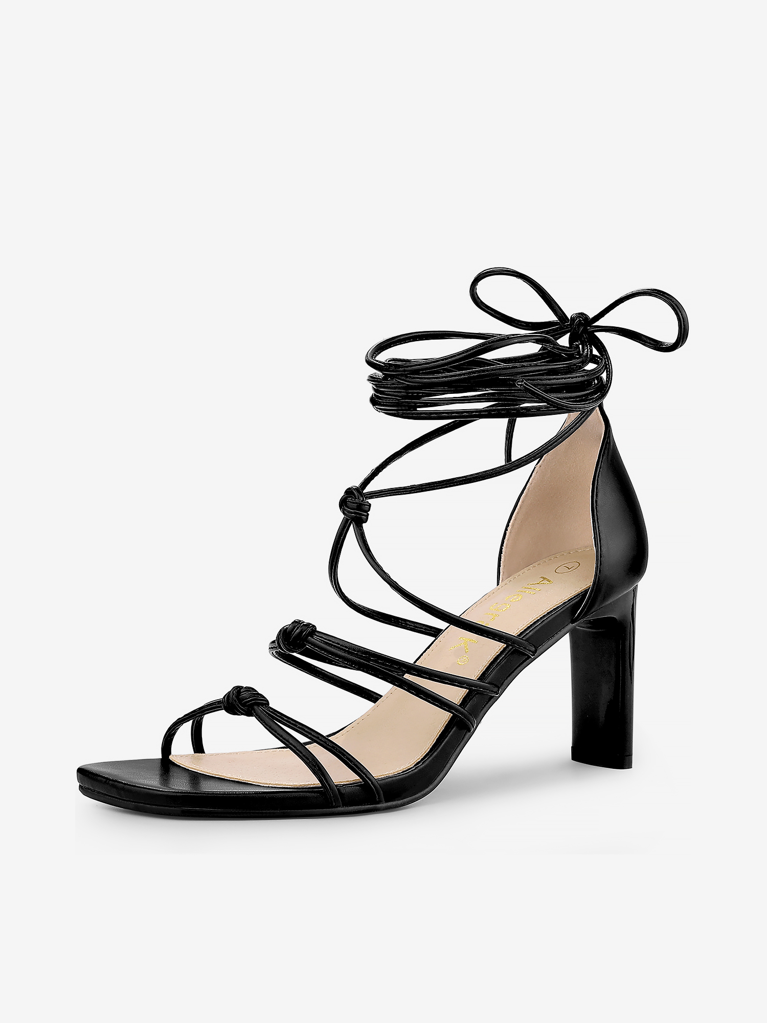 Women's Lace Up Strappy Chunky High Heels Sandals Black/6