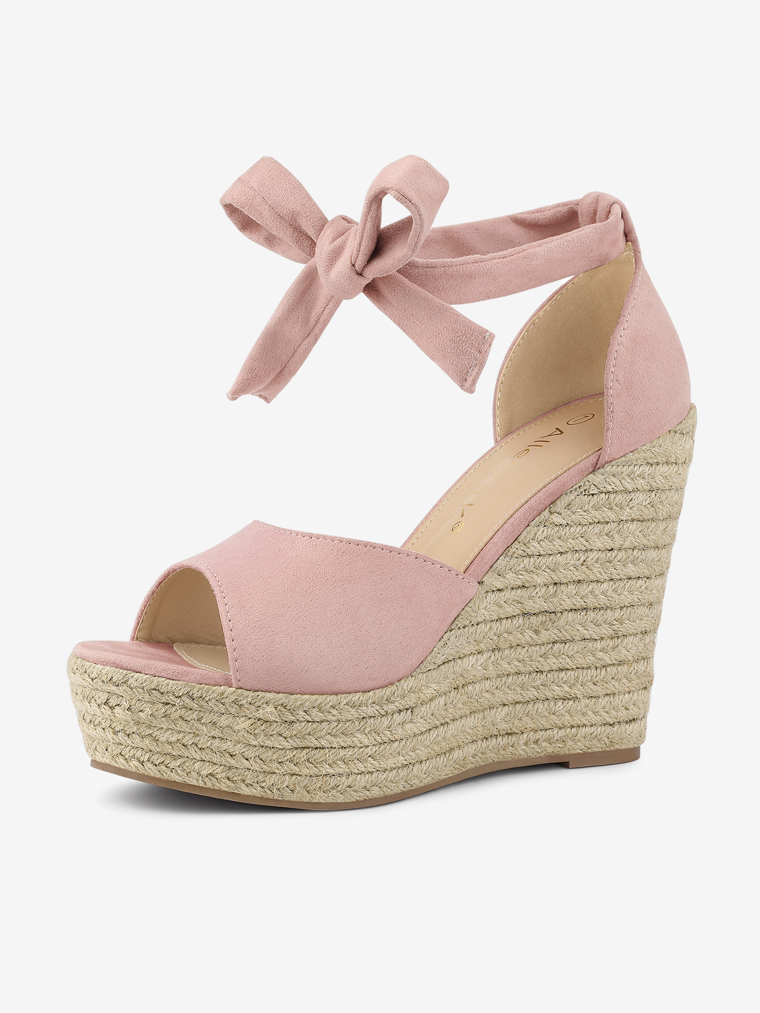 Espadrilles Tie Up Ankle Strap Platform Wedges Sandals Dust Pink/8.5
