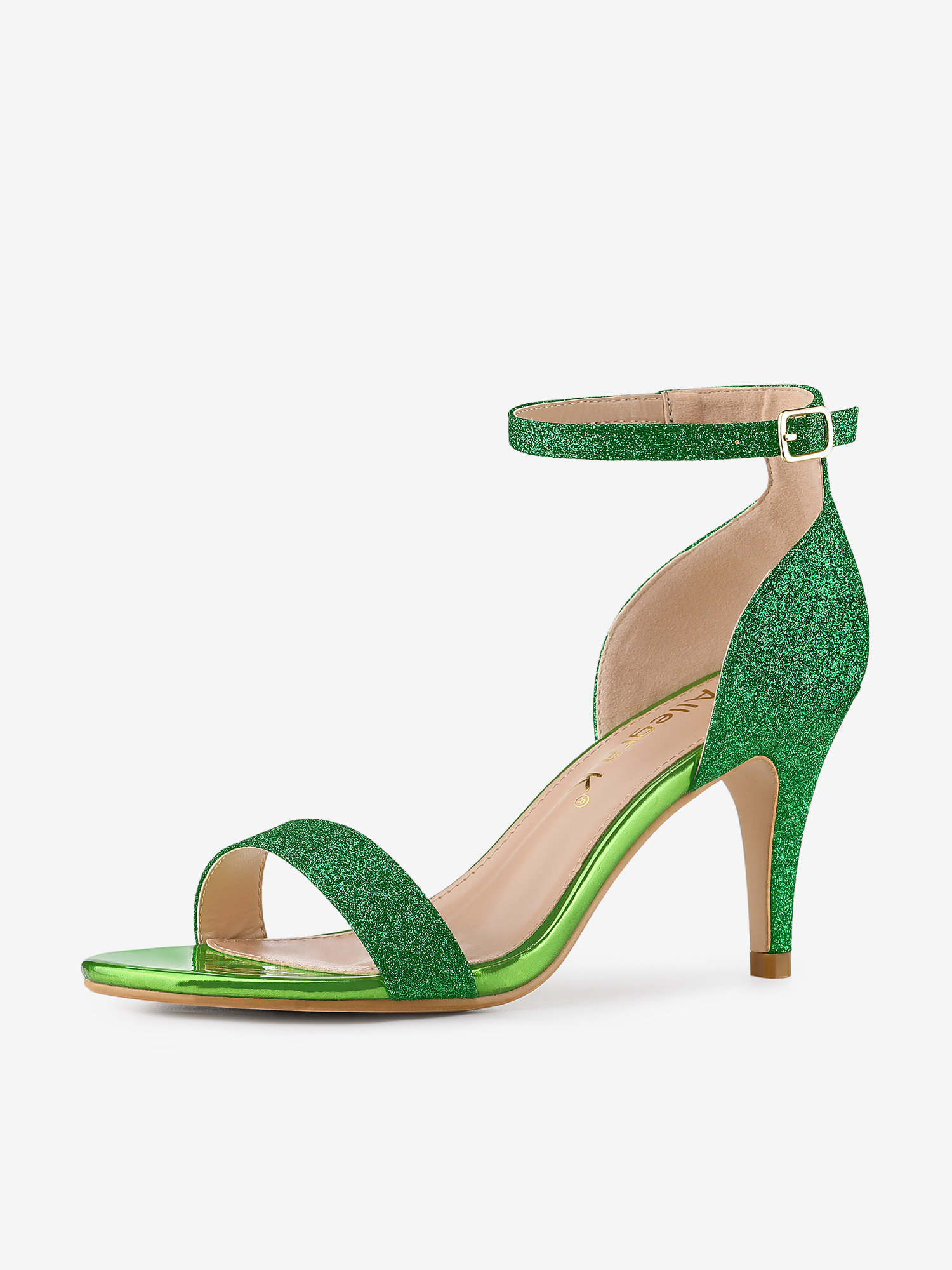 Glitter Ankle Strap Stiletto Heel Sandals Green/5