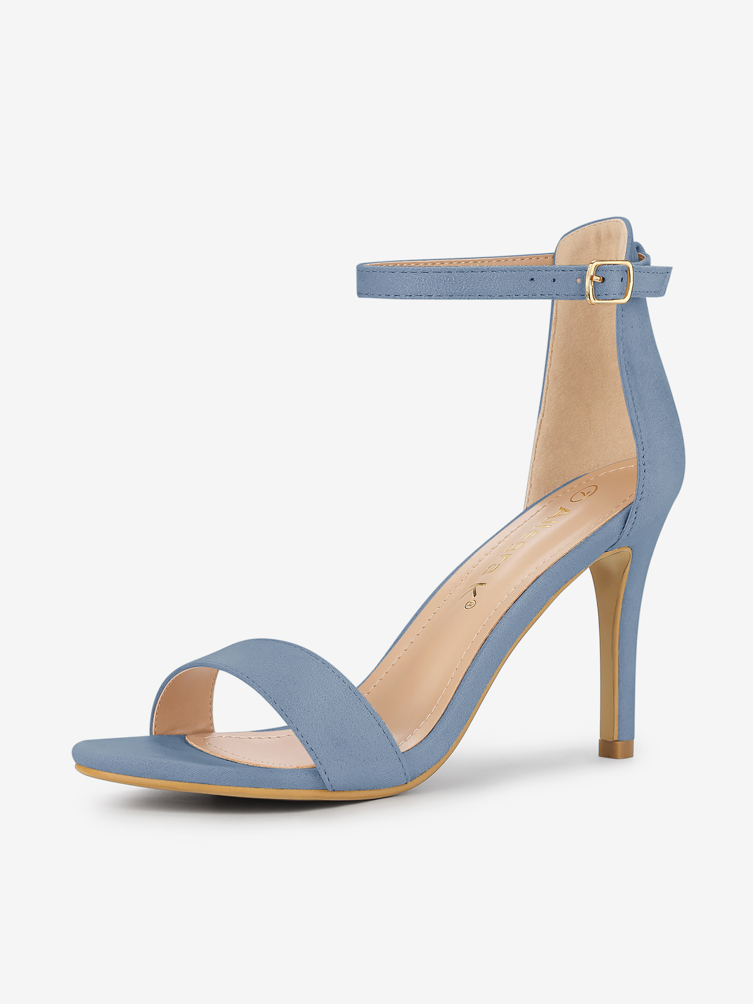 Suede Ankle Strap High Stiletto Heel Sandals Haze Blue/6