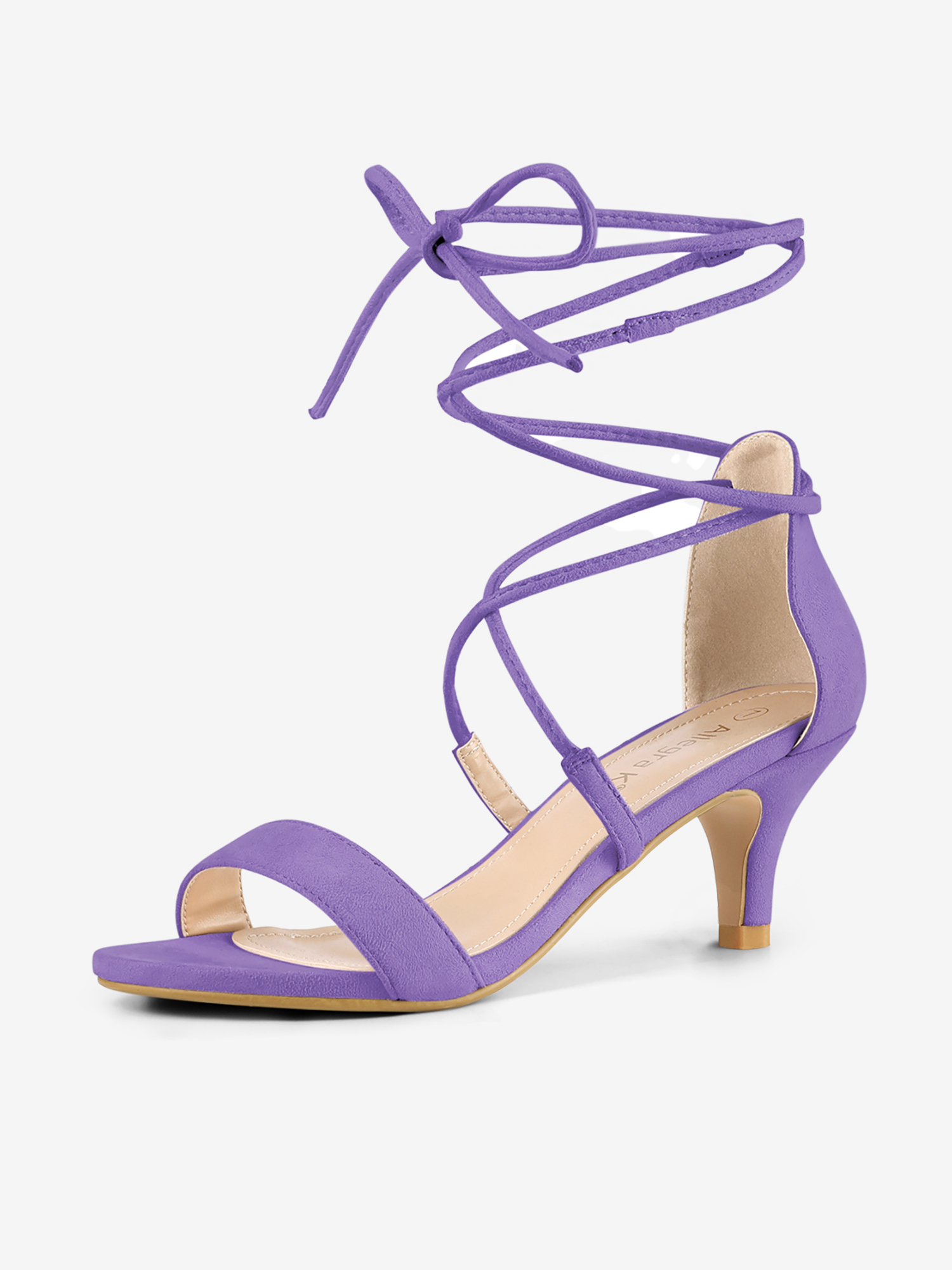 Kitten Heel Lace Up Open Toe Sandals Purple/6