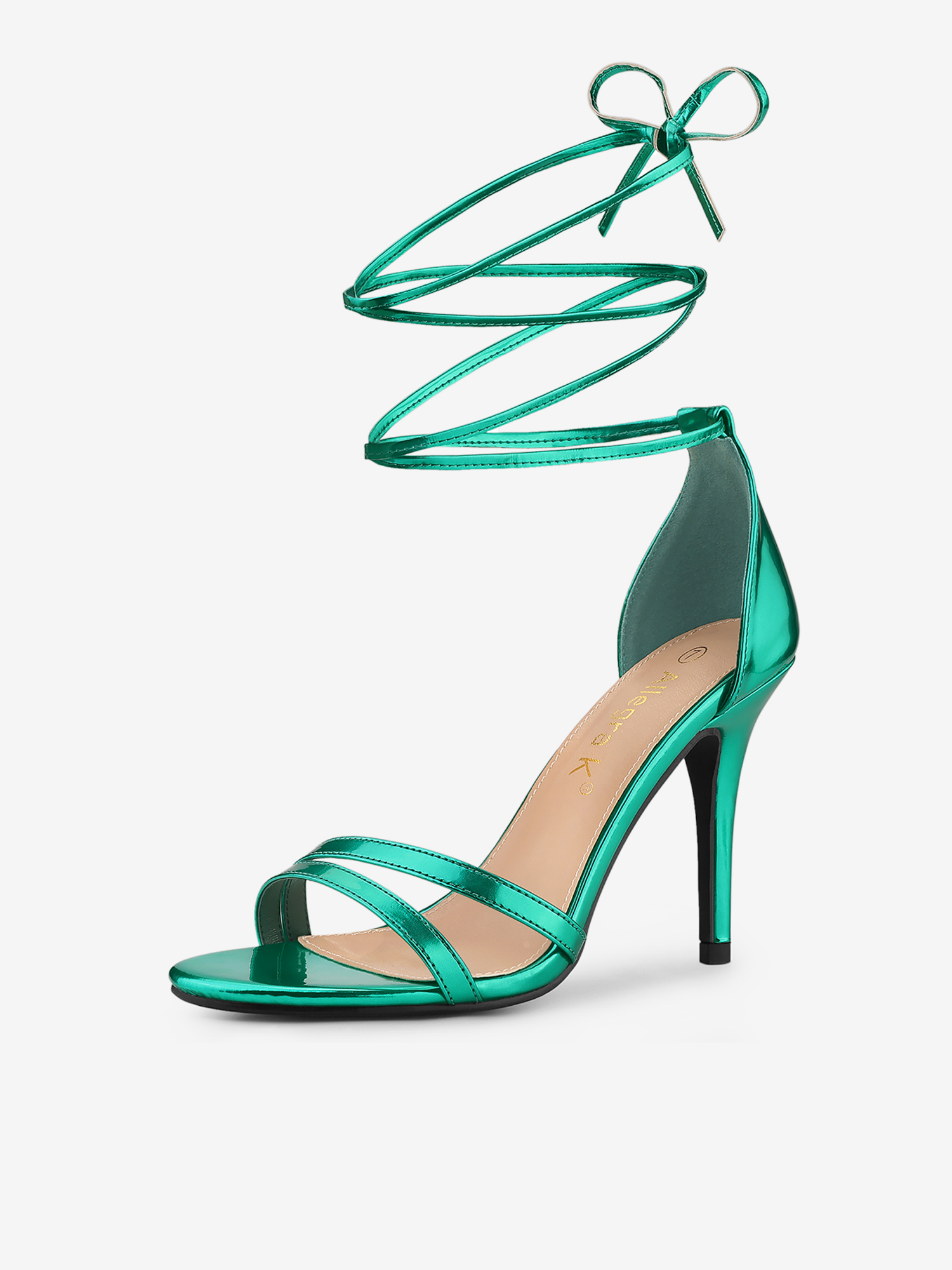 Open Toe Lace Up Stiletto Heel Sandals Green/7.5