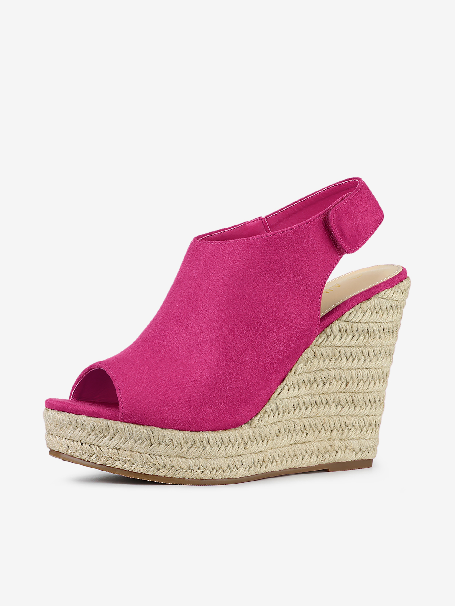 Open Toe Espadrille Platform Wedge Heel Slingback Sandals Hot Pink/10
