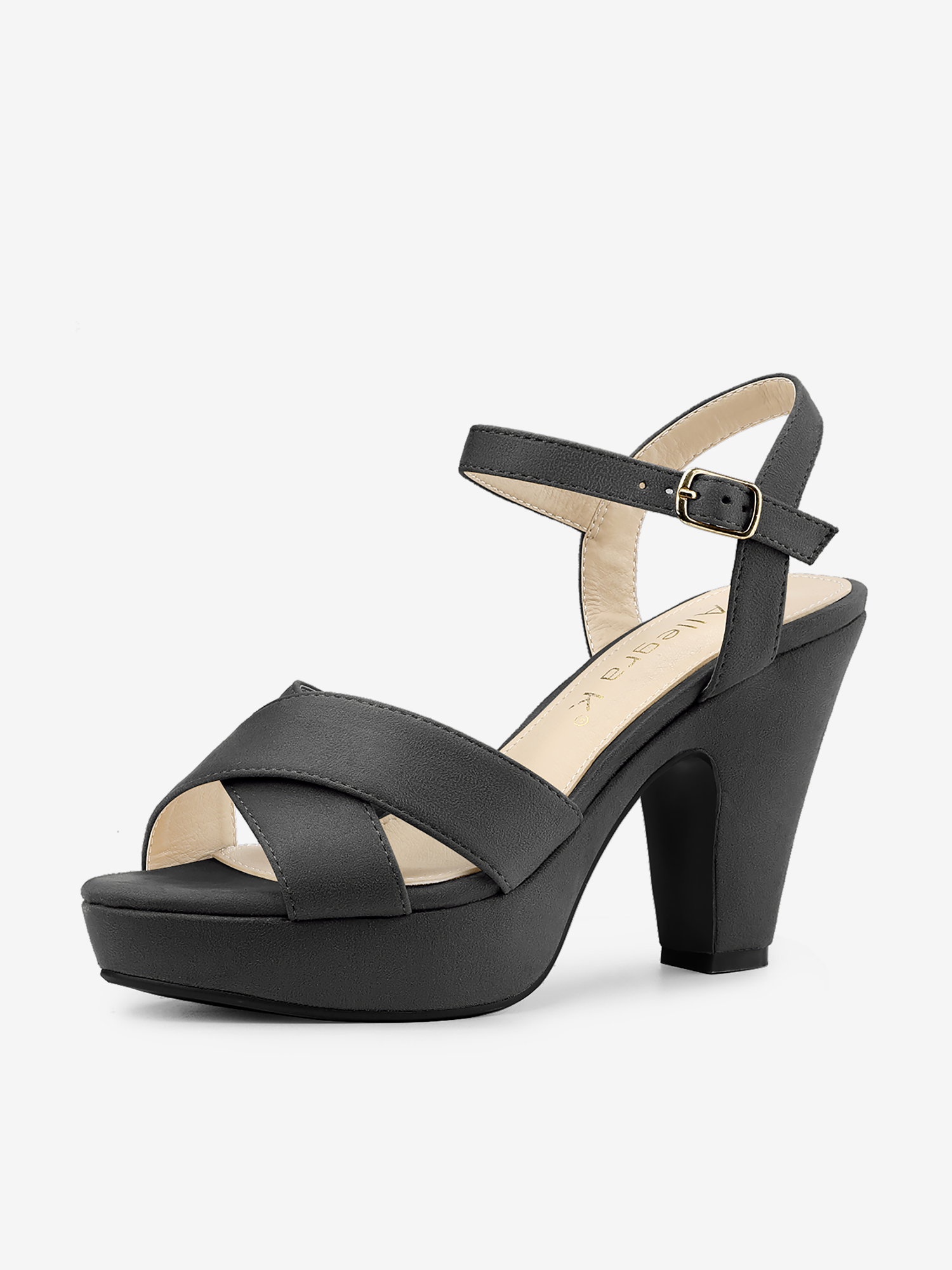 Platform Chunky Heel Ankle Strap Slingback Sandals Grey/9