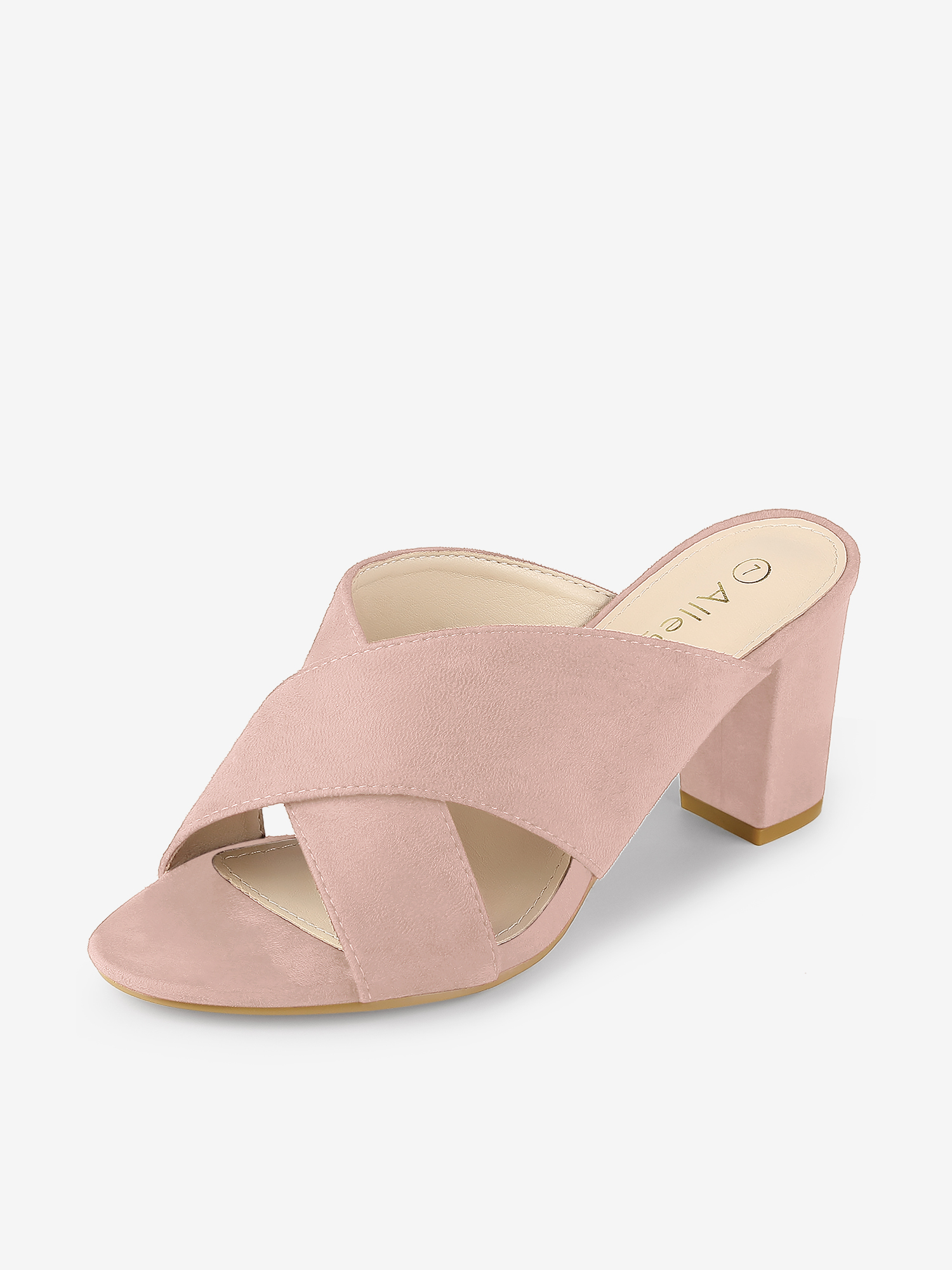 Crisscross Strap Block Heel Slide Sandals Pink/10