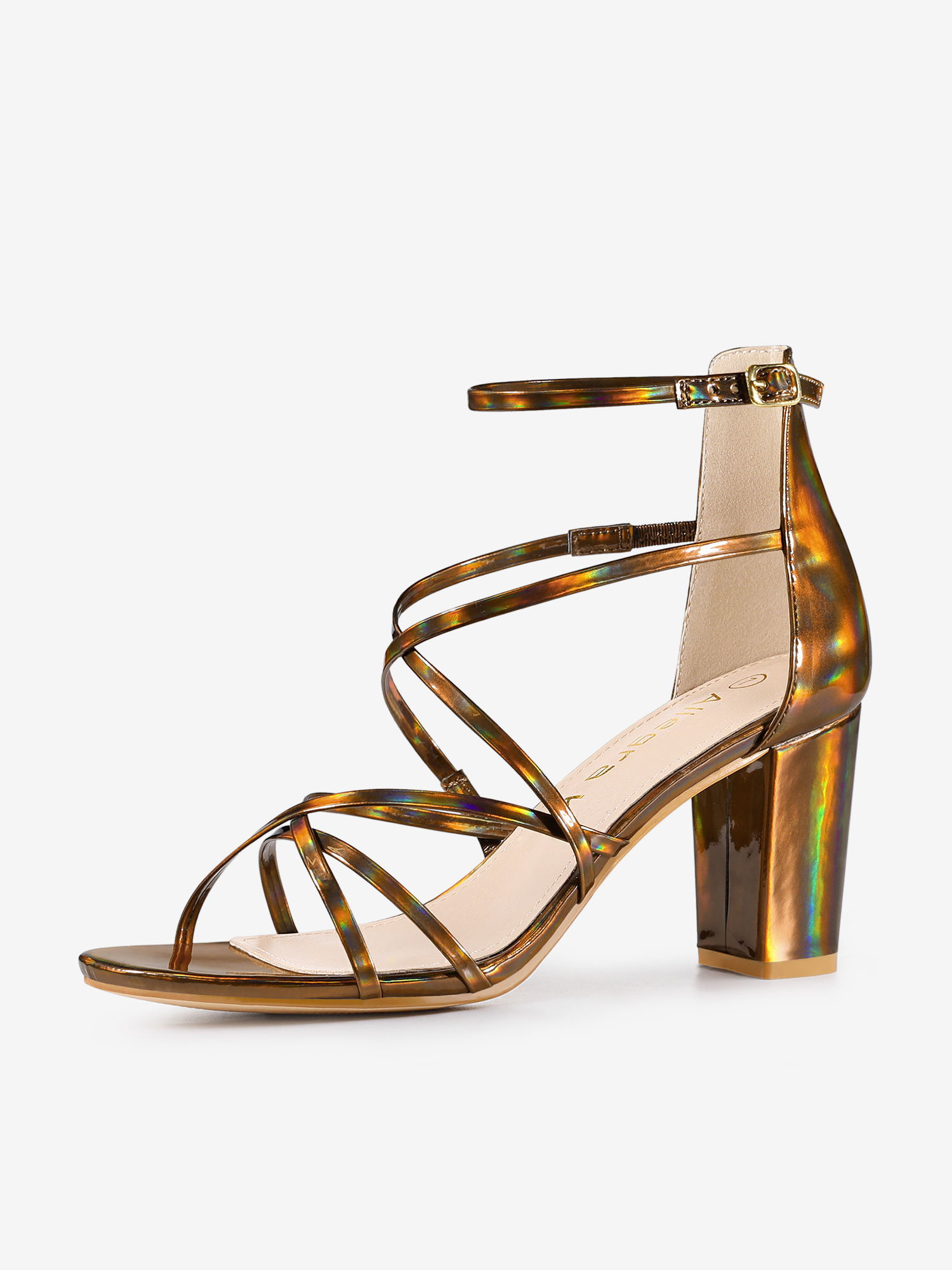 Strappy Crisscross Strap Opened Toe Block Heel Sandals Brown/8.5