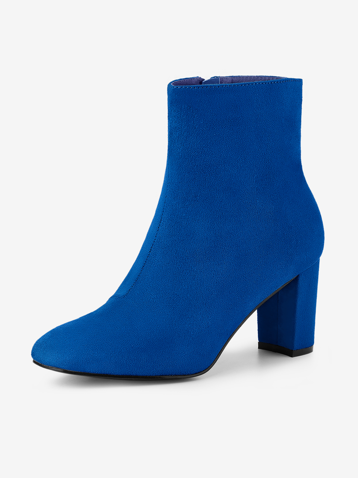 Dress Side Zip Chunky Heel Ankle Boots Dark Blue/5.5