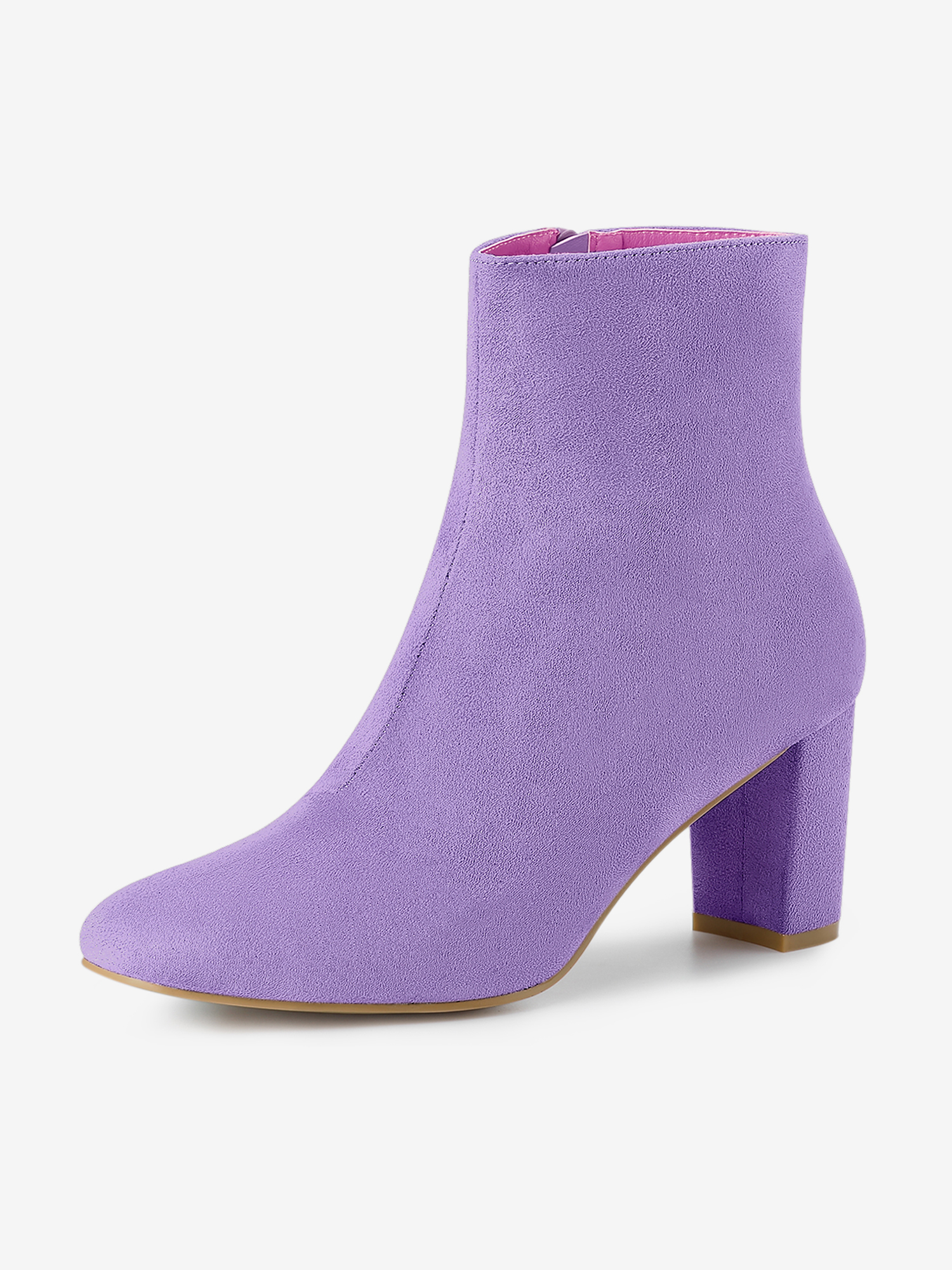 Dress Side Zip Chunky Heel Ankle Boots Purple/10