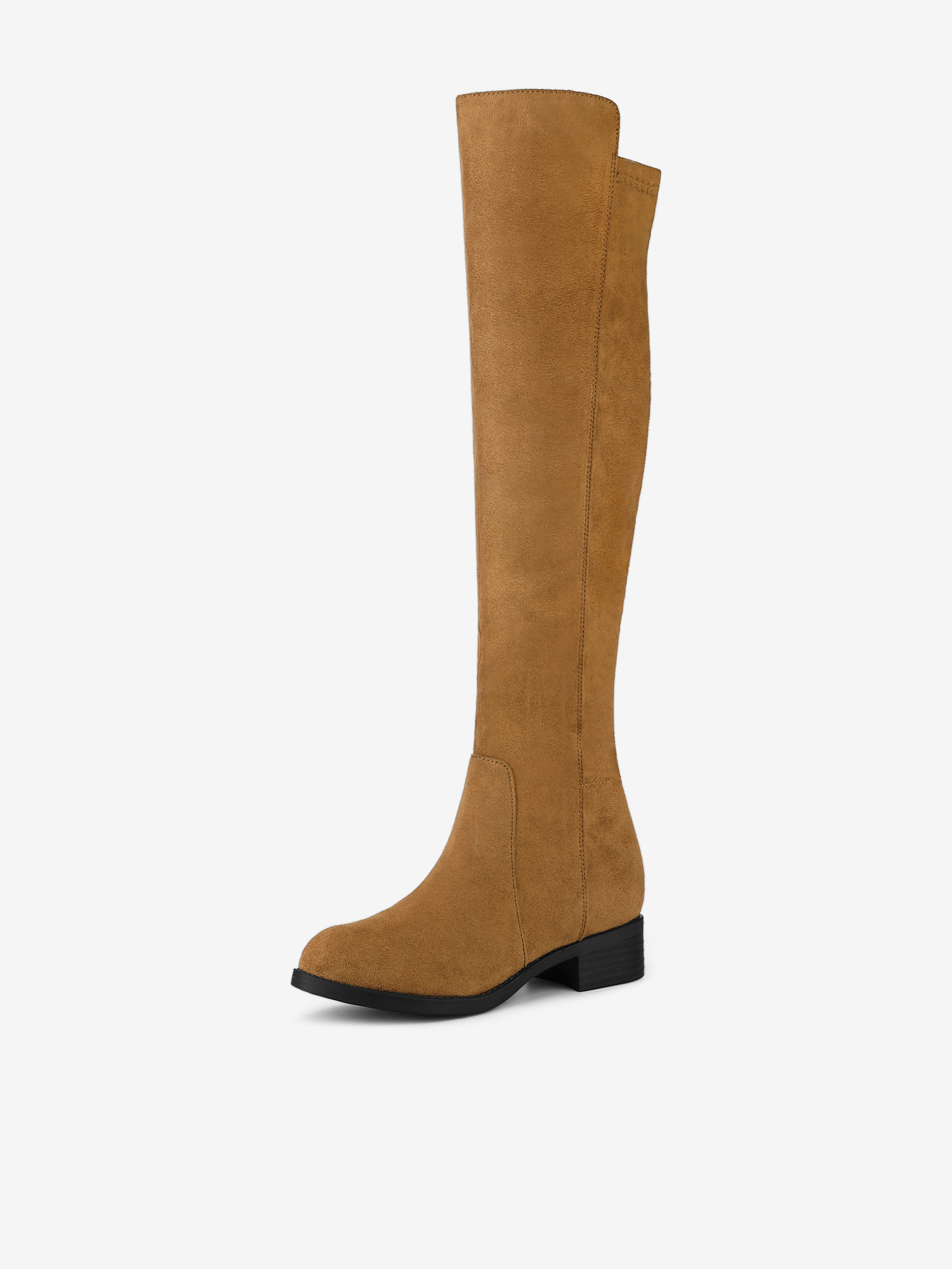 Side Zipper Chunky Heel Knee High Boots Brown/10