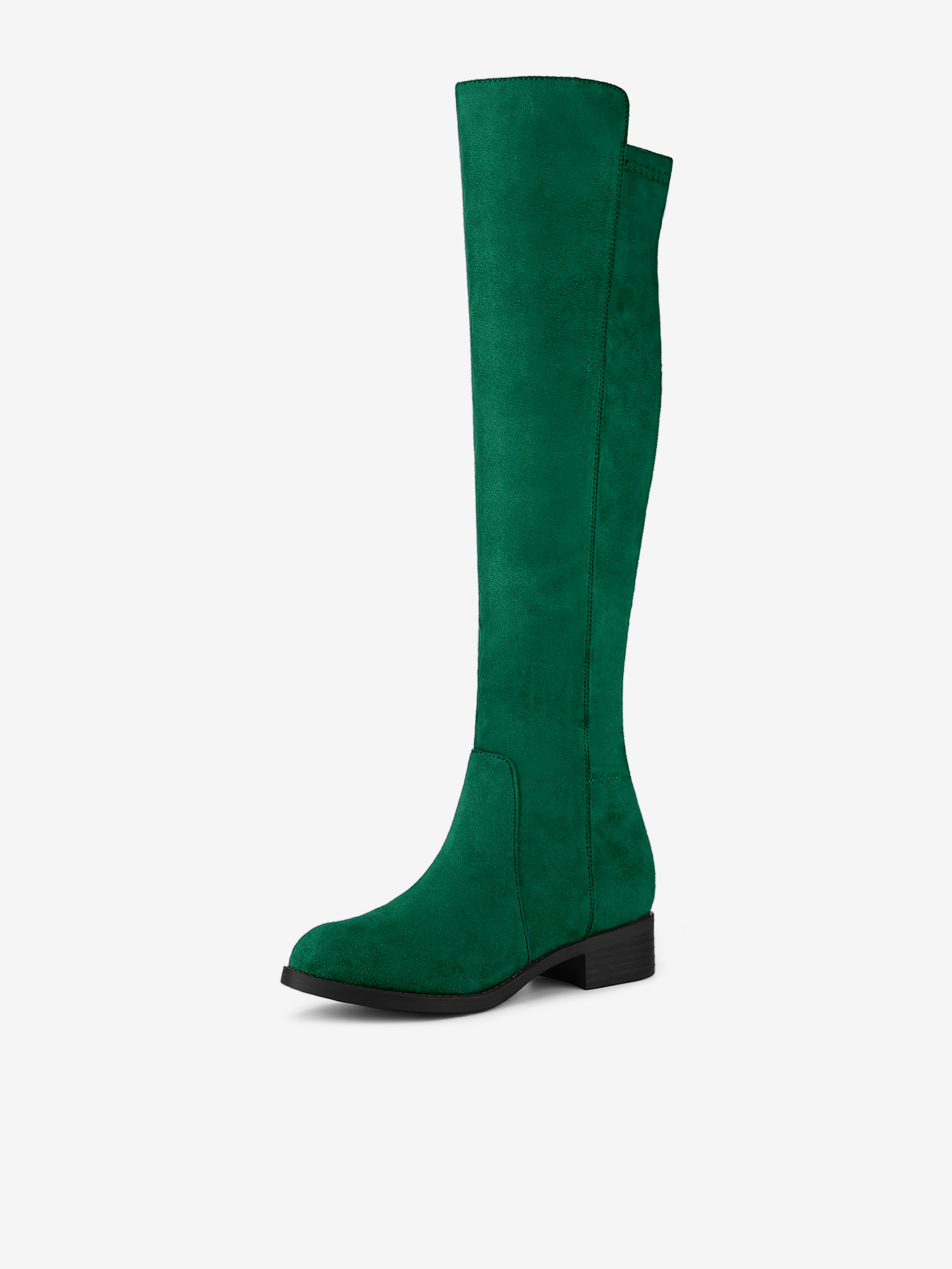 Side Zipper Chunky Heel Knee High Boots Green/10
