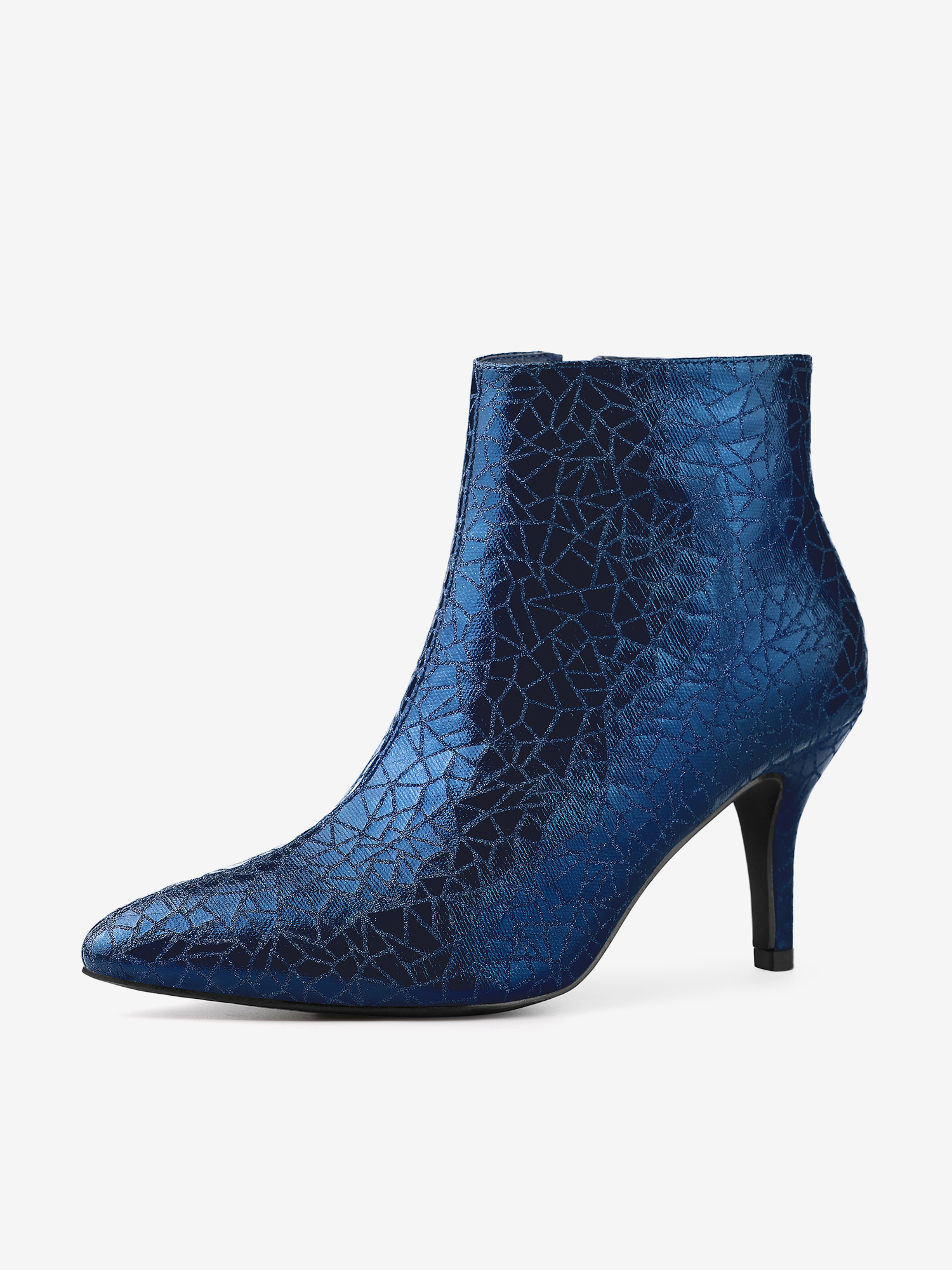 Pointed Toe Sparkly Stiletto Heel Ankle Boots Blue/8