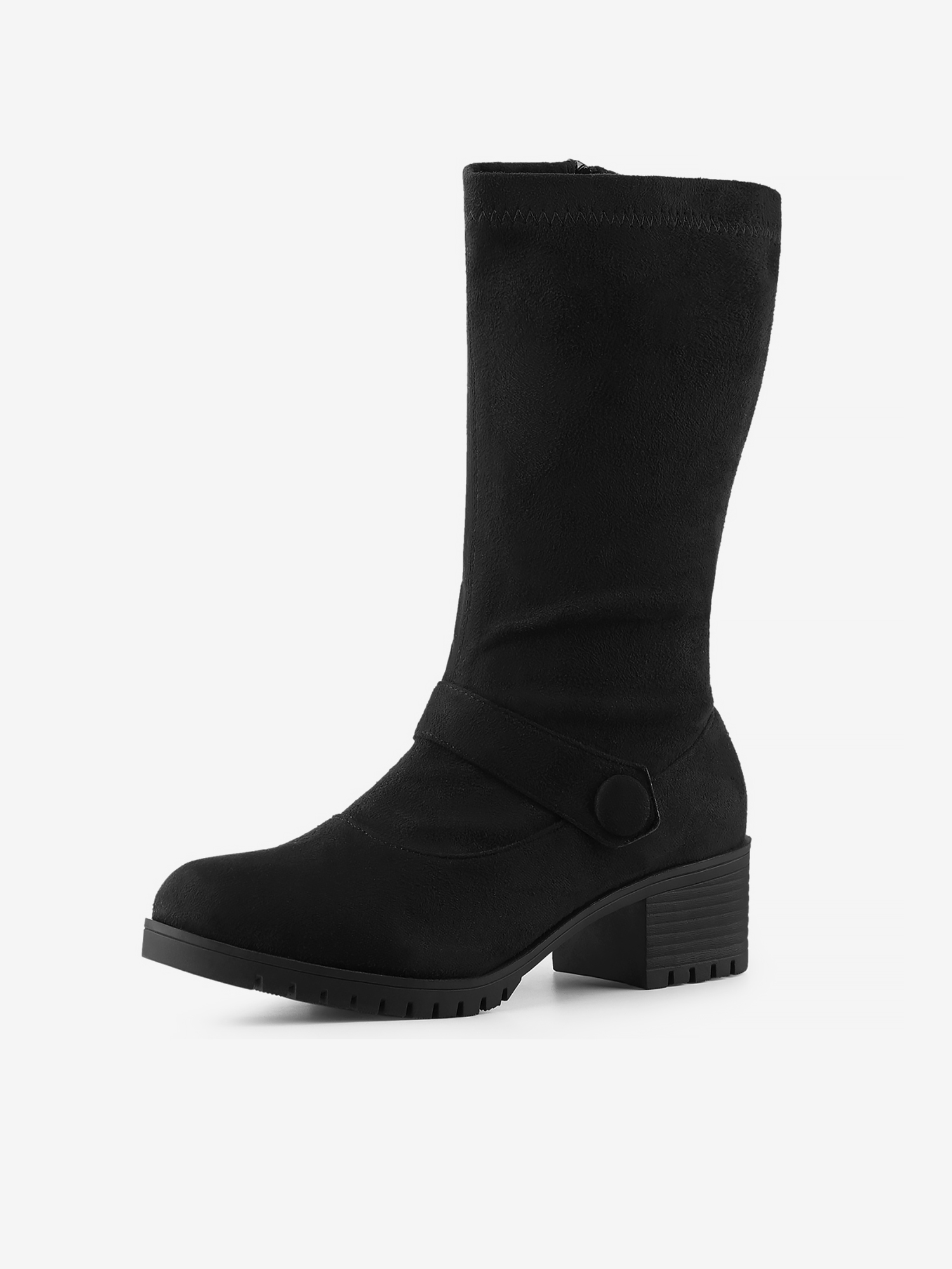 Mid Calf Chunky Heel Patent Leather GO Boots Black/9