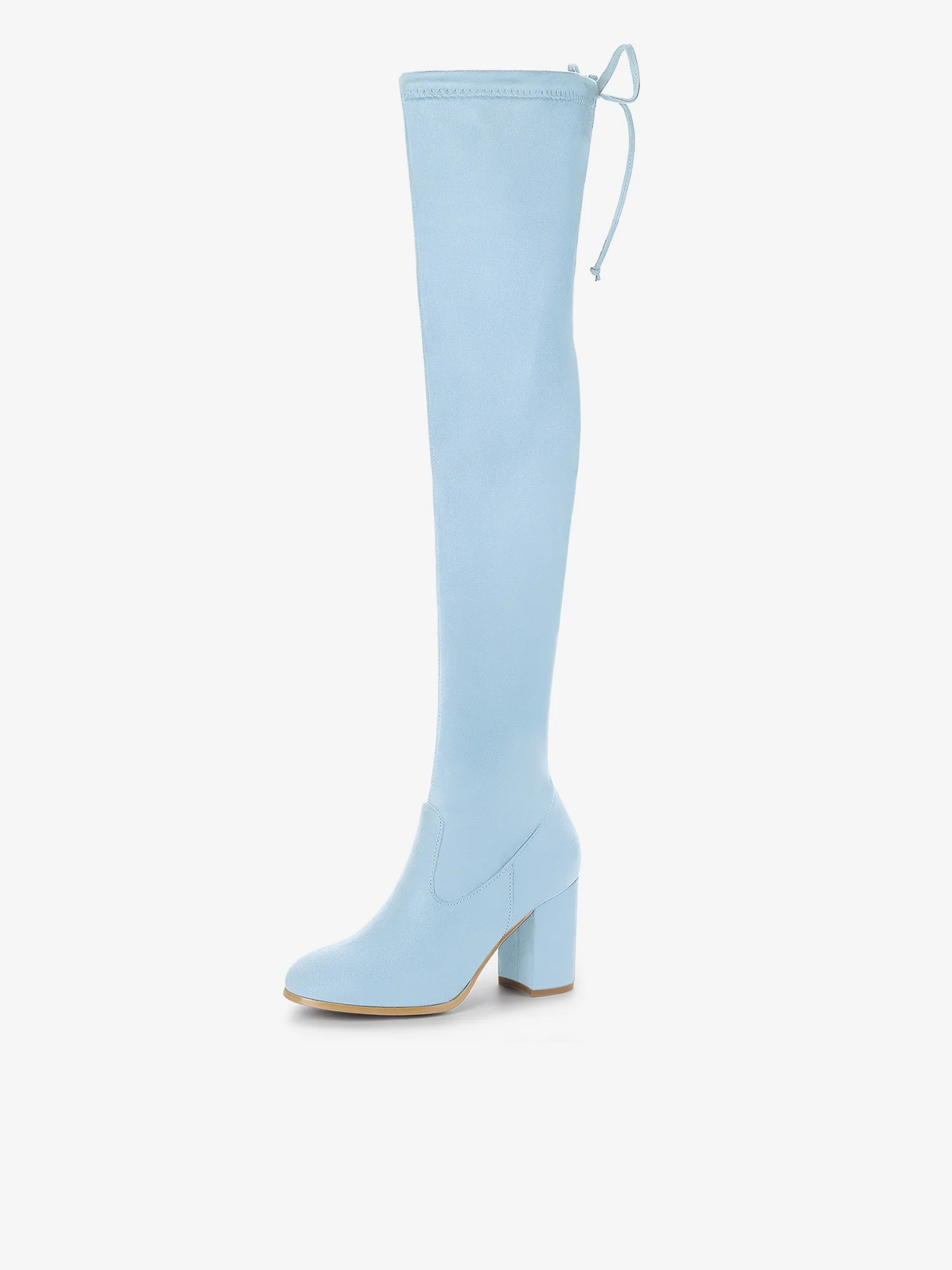 Round Toe Chunky Heel Over the Knee High Boots Sky Blue/6