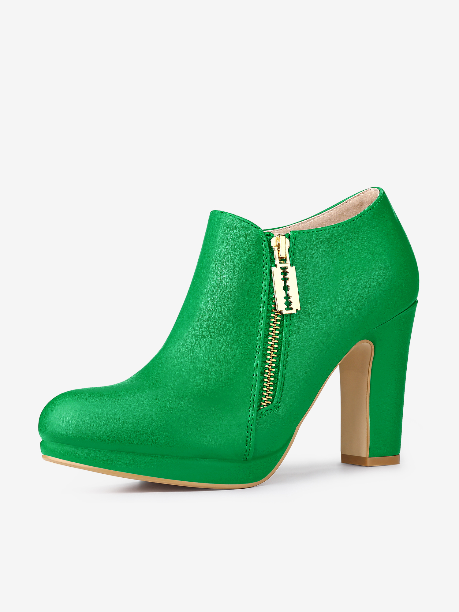 Platform Round Toe Chunky Heel Ankle Boot Grass Green/6