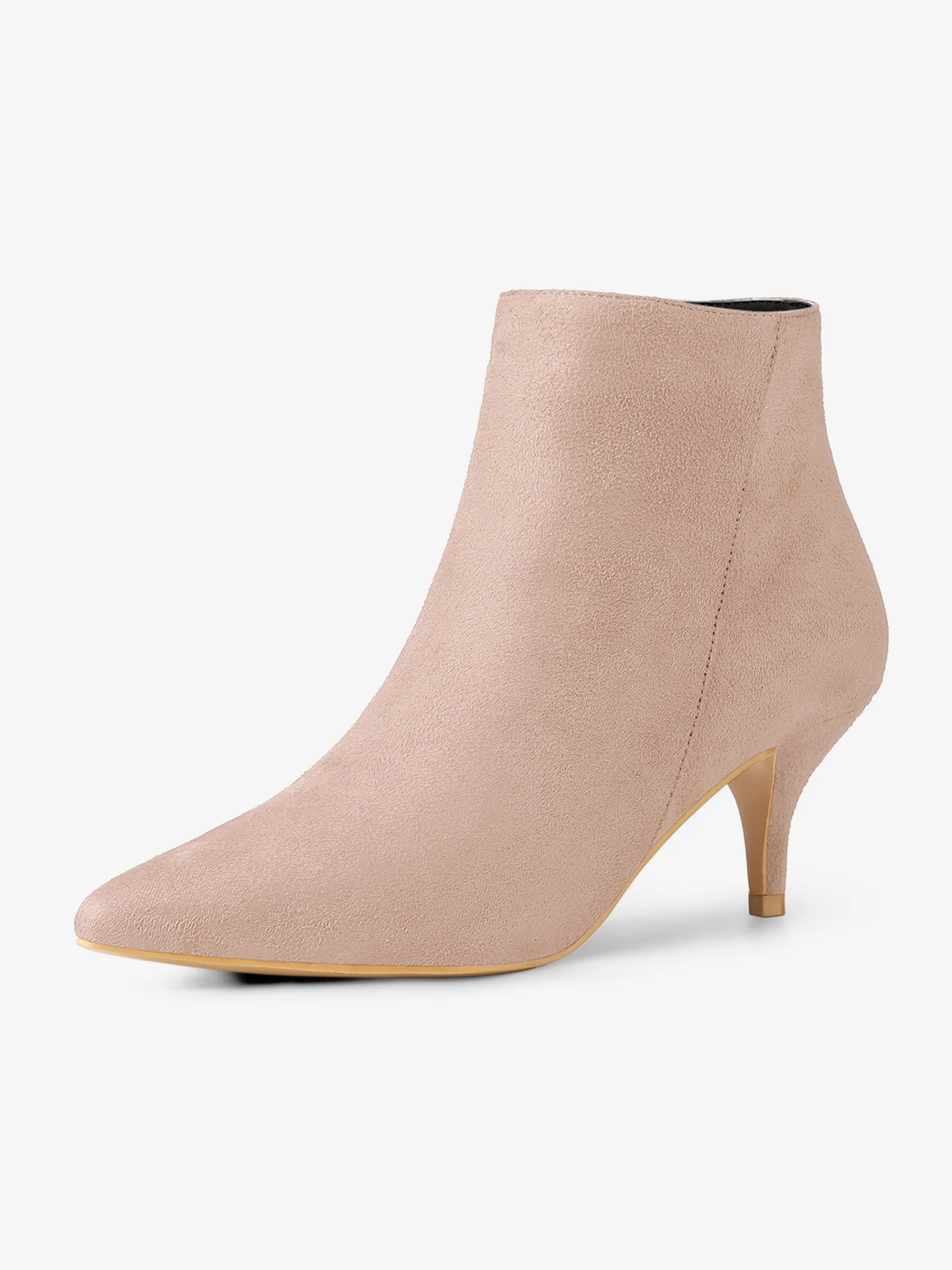 Pointed Toe Zip Stiletto Kitten Heel Ankle Booties Nude/6.5