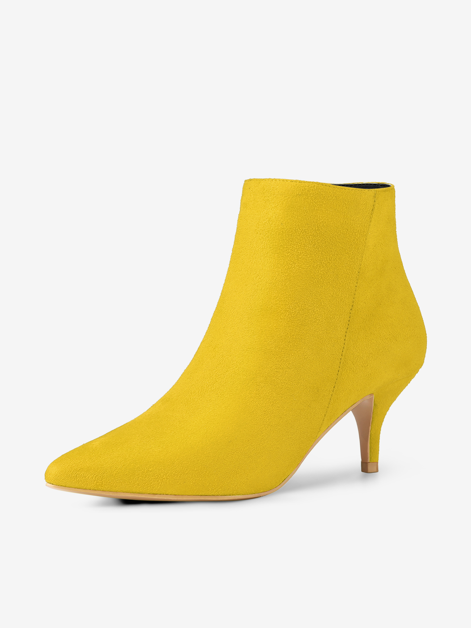 Pointed Toe Zip Stiletto Kitten Heel Ankle Booties Yellow/6