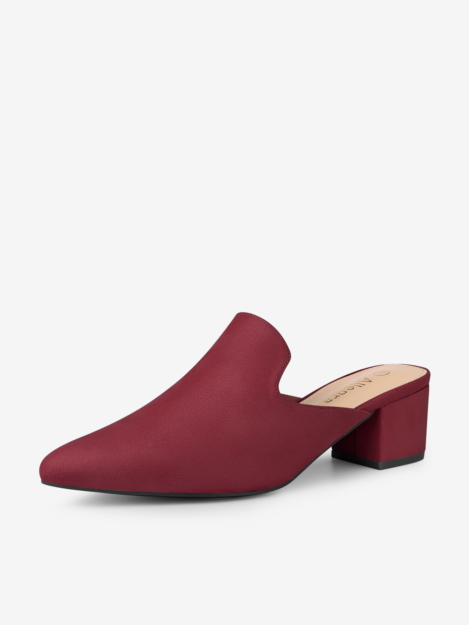 Women's Slip on Pointed Toe Chunky Heels Slide Mules Burgundy/7