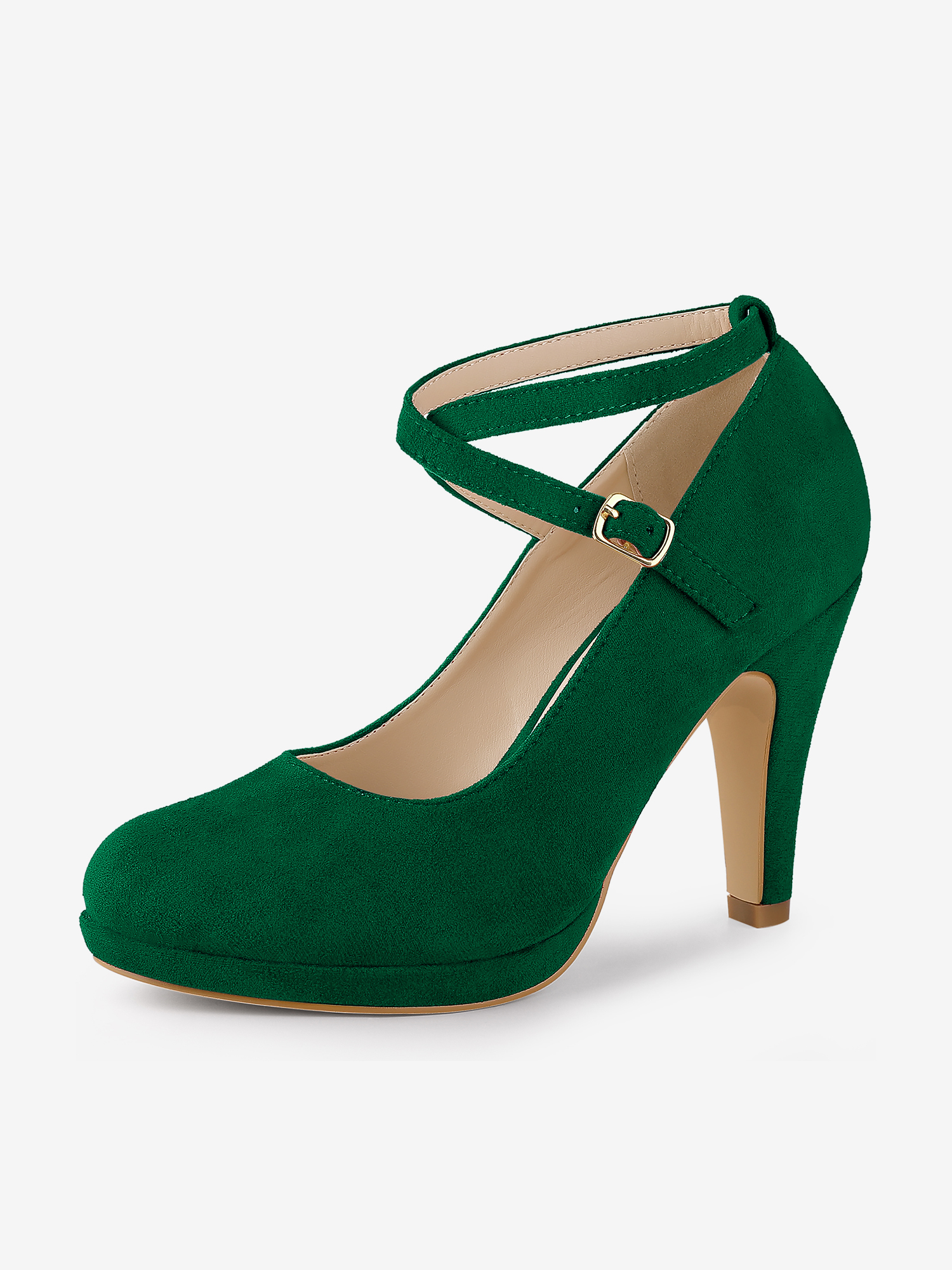 Platform Cross Strap Stiletto Heel Mary Jane Pumps Green/9.5