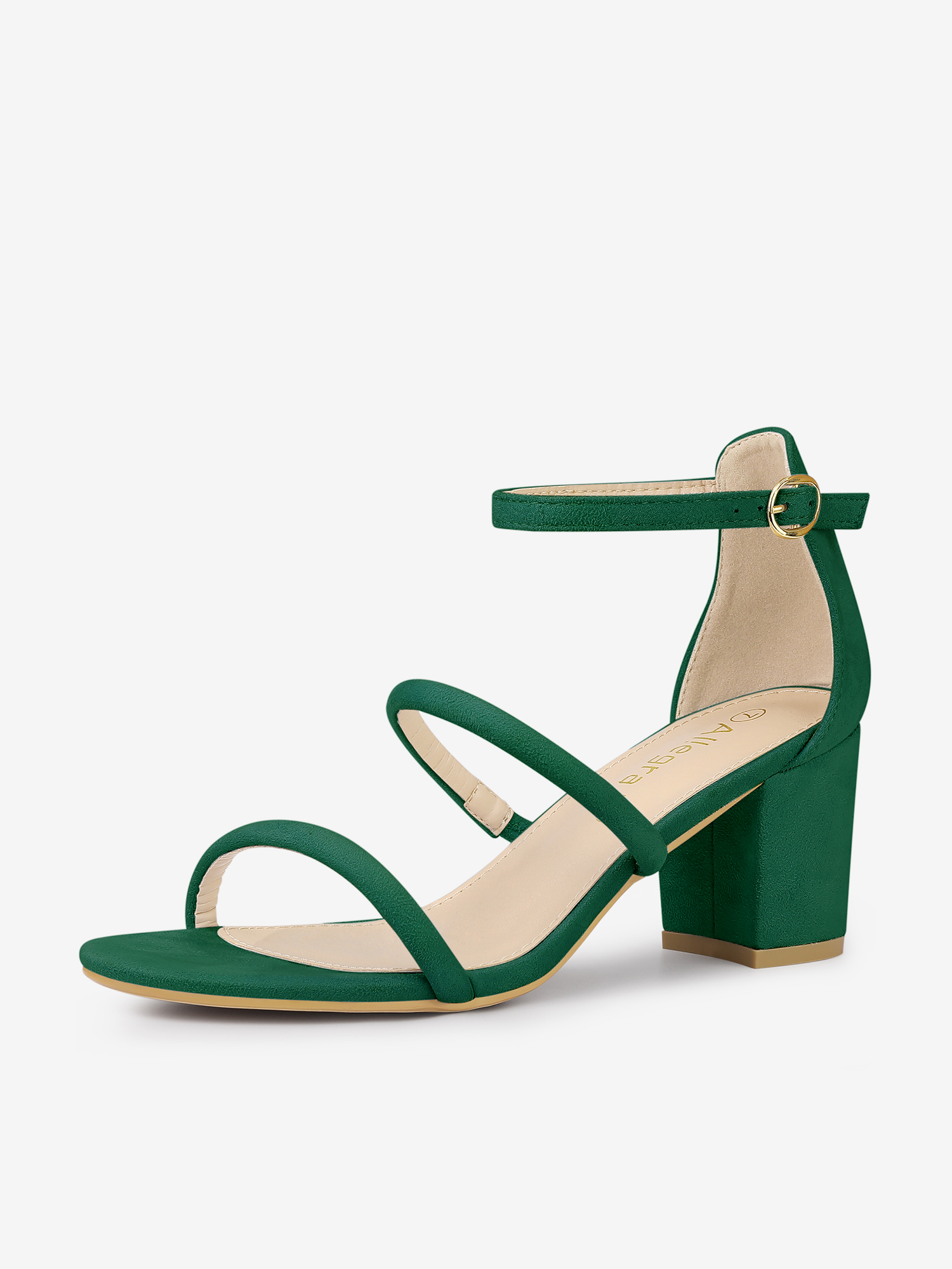 Open Toe Ankle Strap Chunky Heel Sandals Green/9