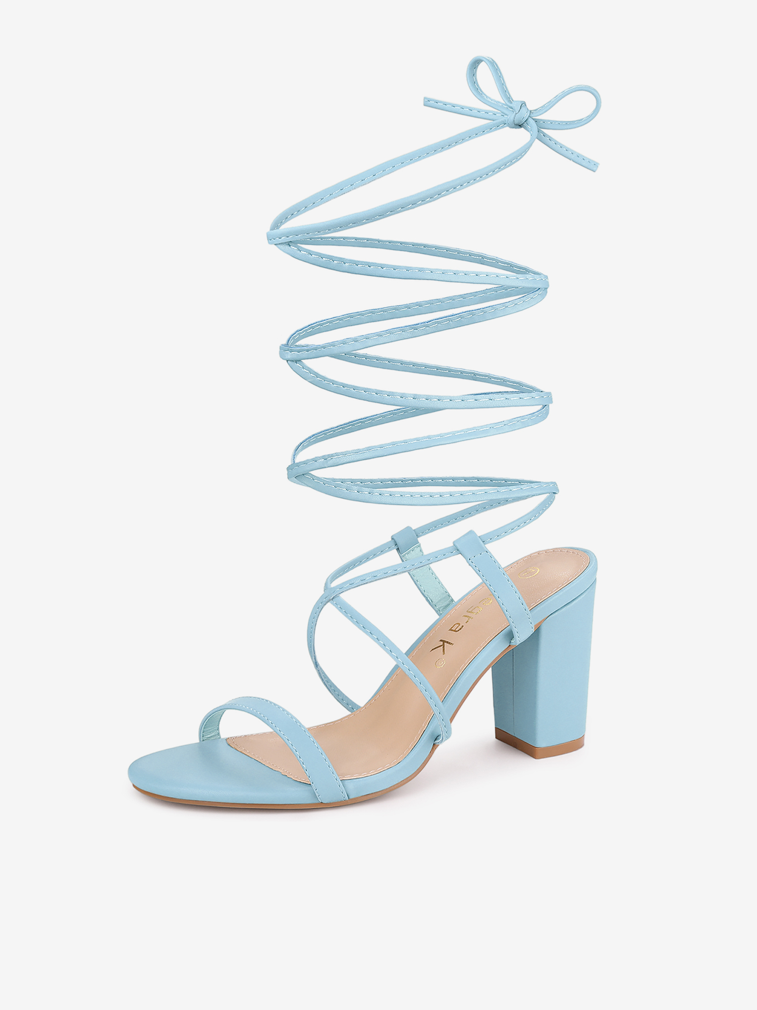 Women's Strappy One Strap Lace Up Chunky Heels Sandals Sky Blue/6