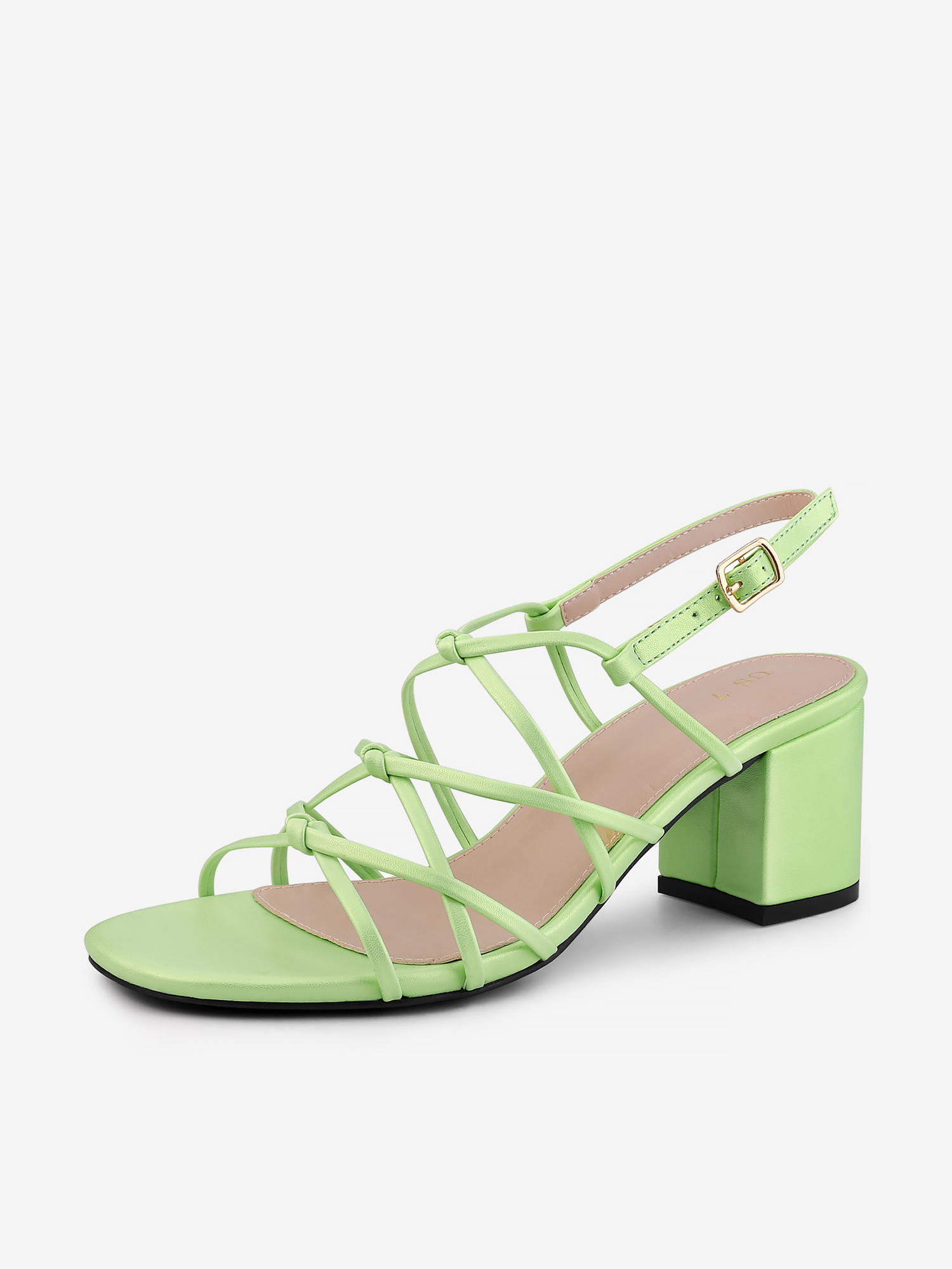 Women's Open Toe Knots Ankle Strap Chunky Heels Sandals Green/9.5