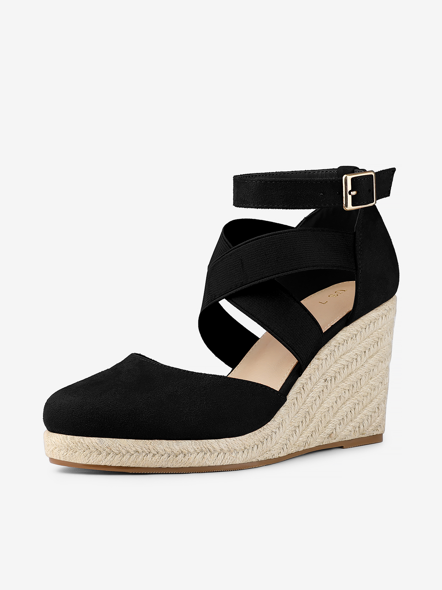 Women's Espadrille Platform Closed Toe Wedges Heel Sandal Black/9.5