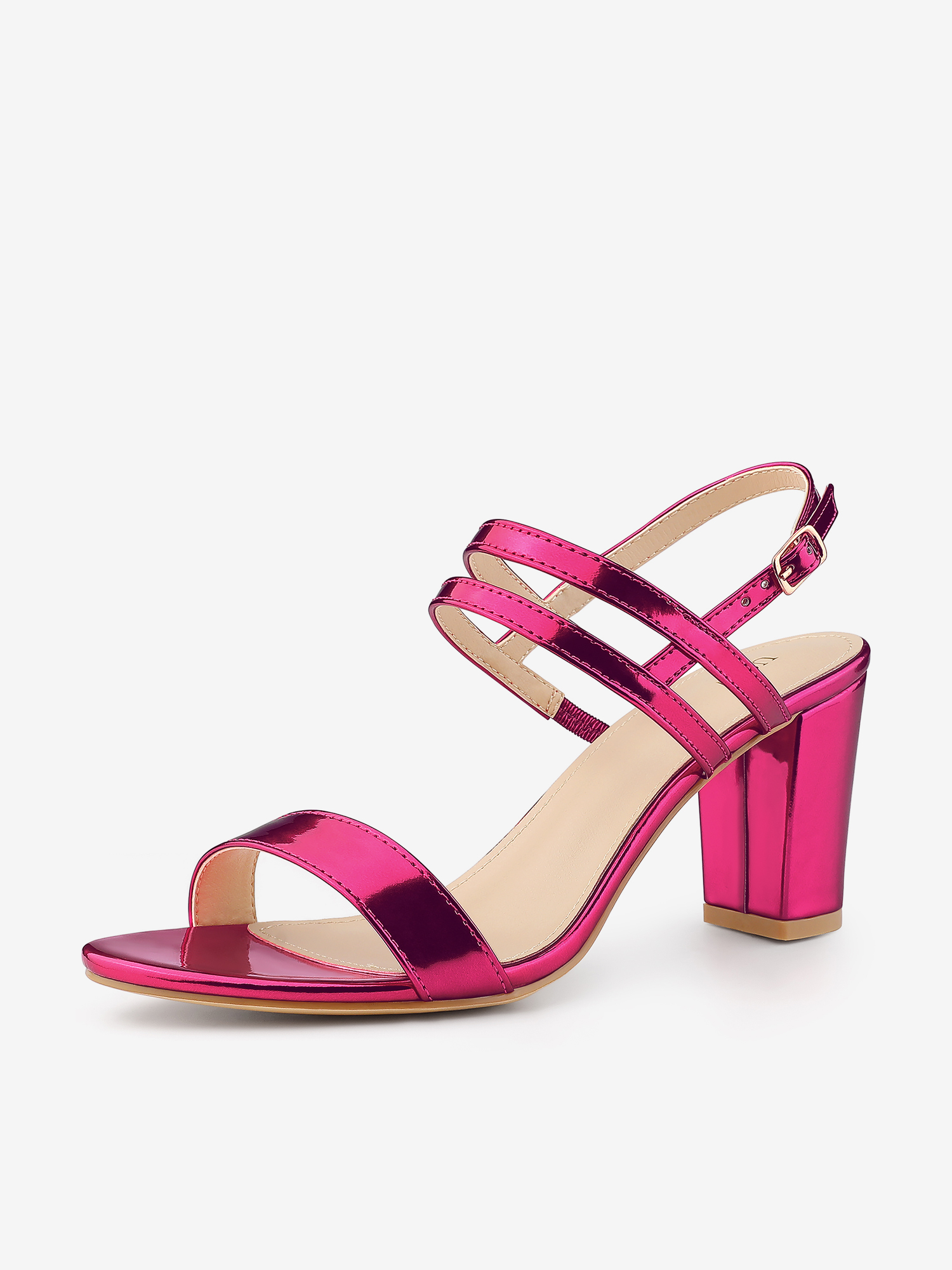 Open Toe Slingback Block Heel Ankle Strap Sandals Hot Pink/9.5