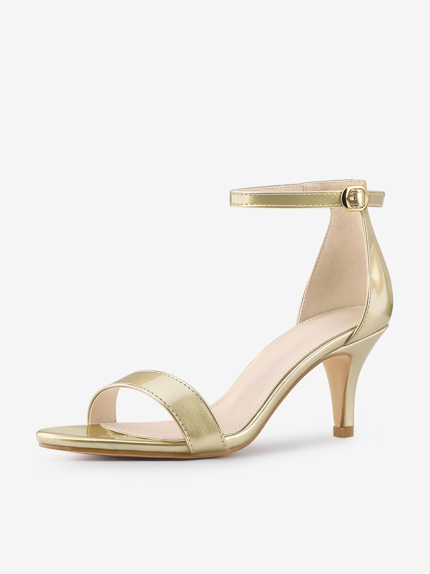 Ankle Strap High Heel Open Toe Stiletto Heel Sandals Gold/7