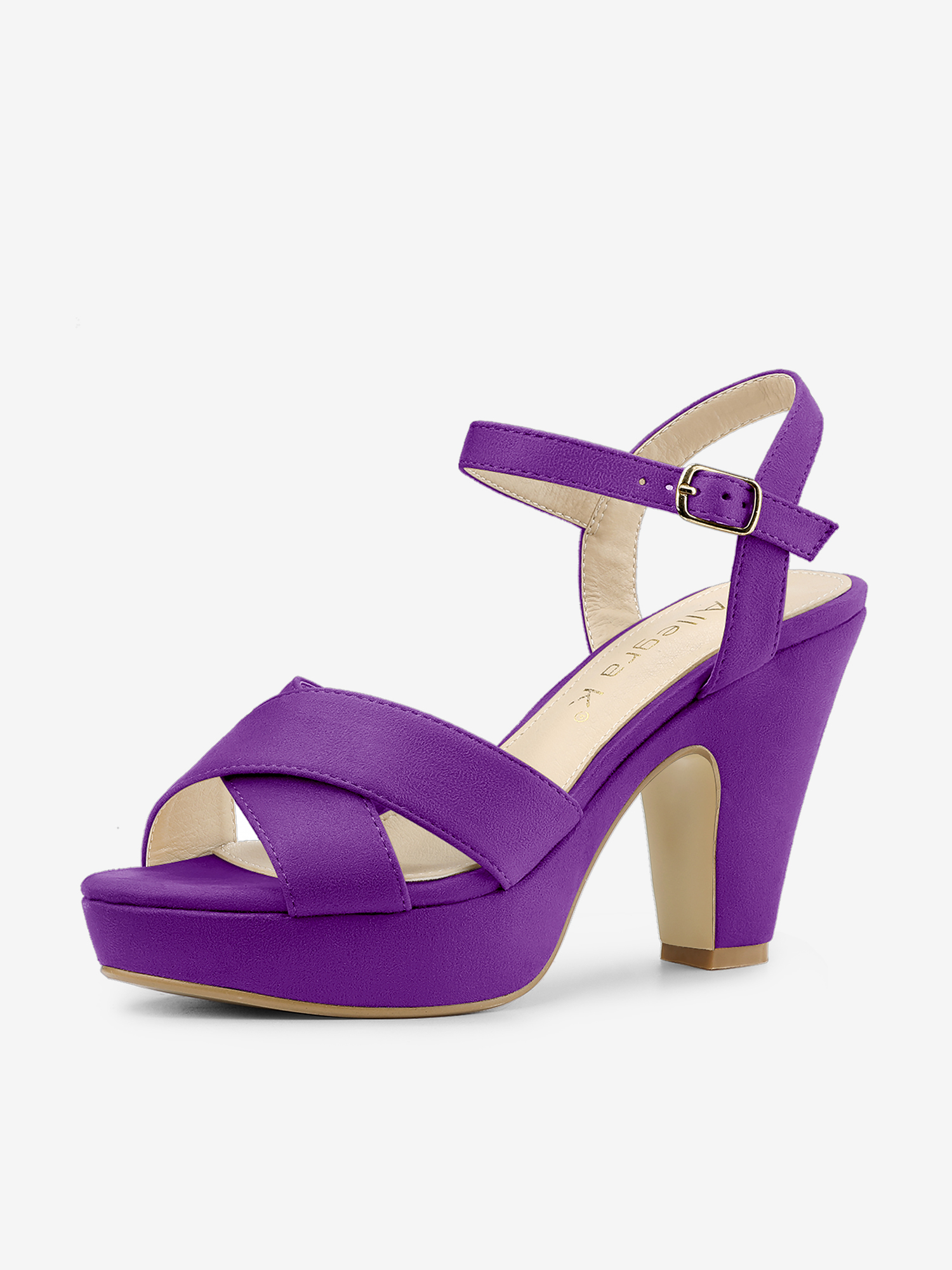 Platform Chunky Heel Ankle Strap Slingback Sandals Purple/9