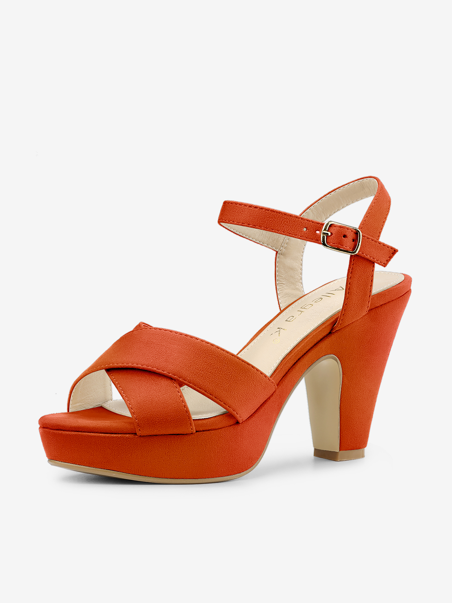 Platform Chunky Heel Ankle Strap Slingback Sandals Orange/10