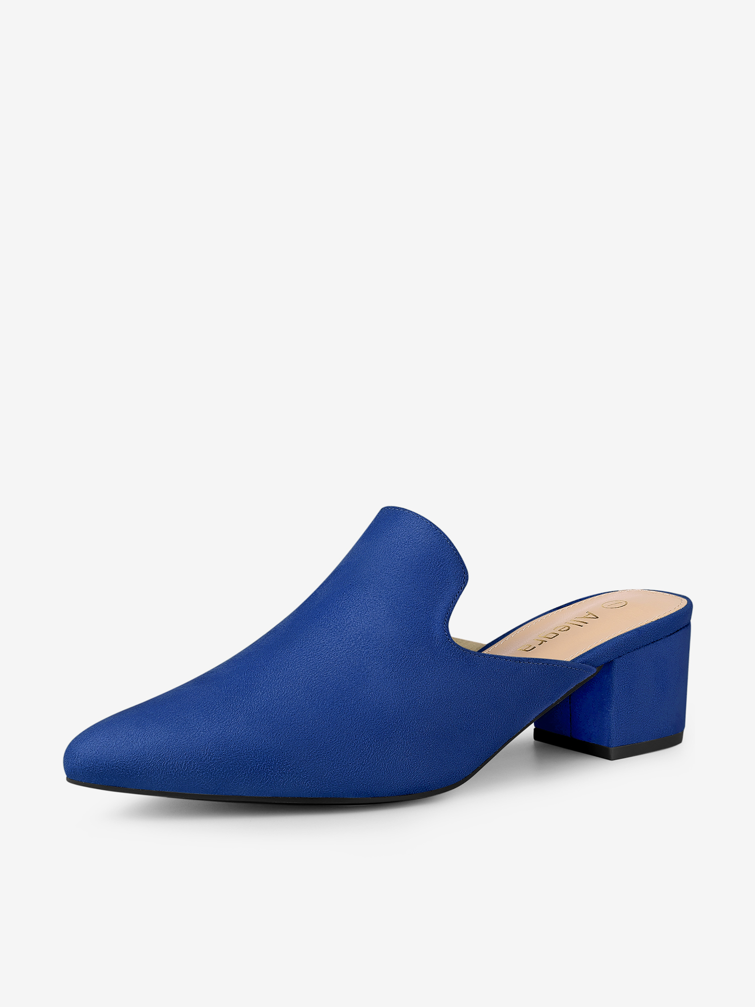 Women's Slip on Pointed Toe Chunky Heels Slide Mules Royal Blue/11