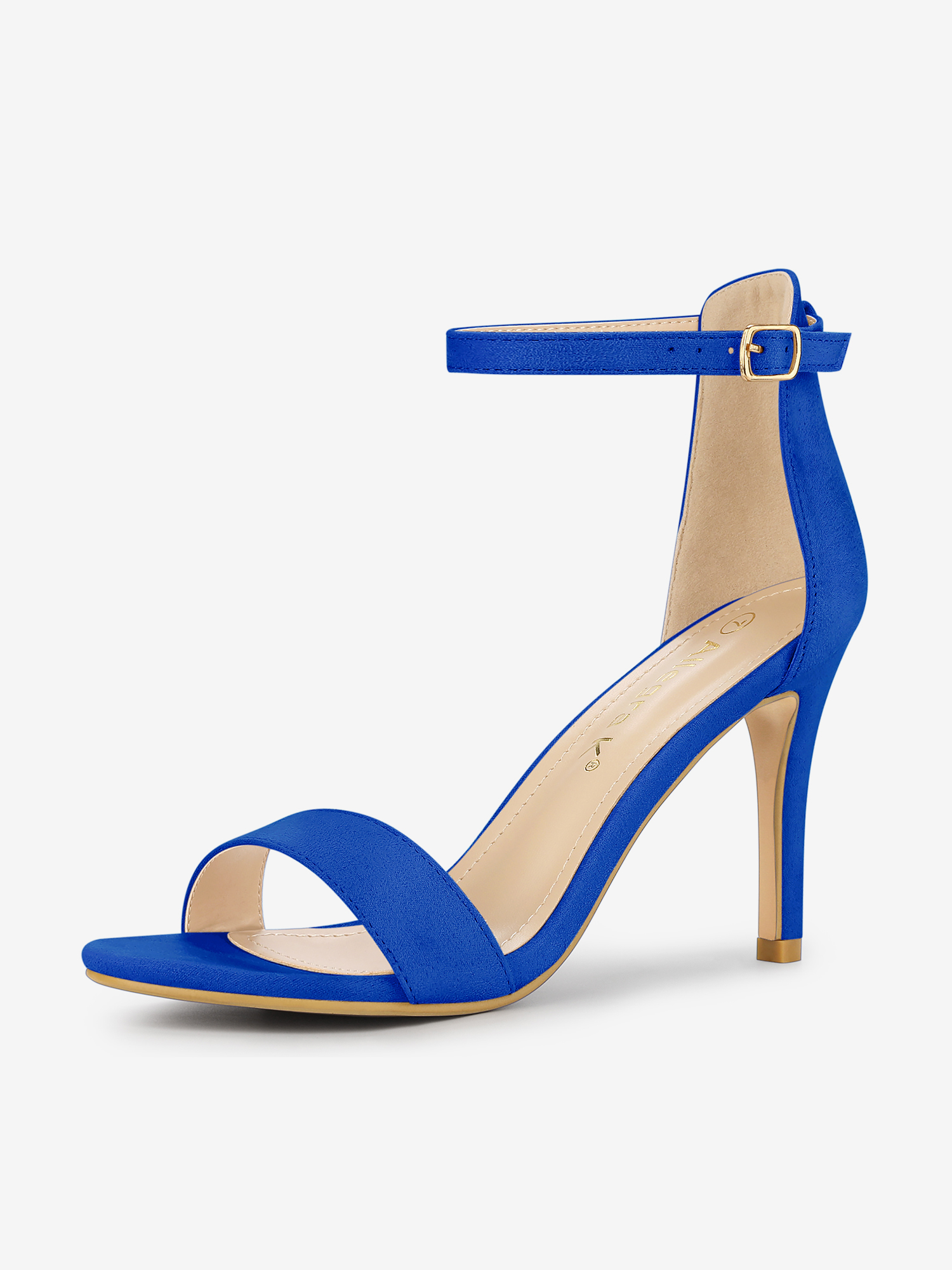 Suede Ankle Strap High Stiletto Heel Sandals Royal Blue/7
