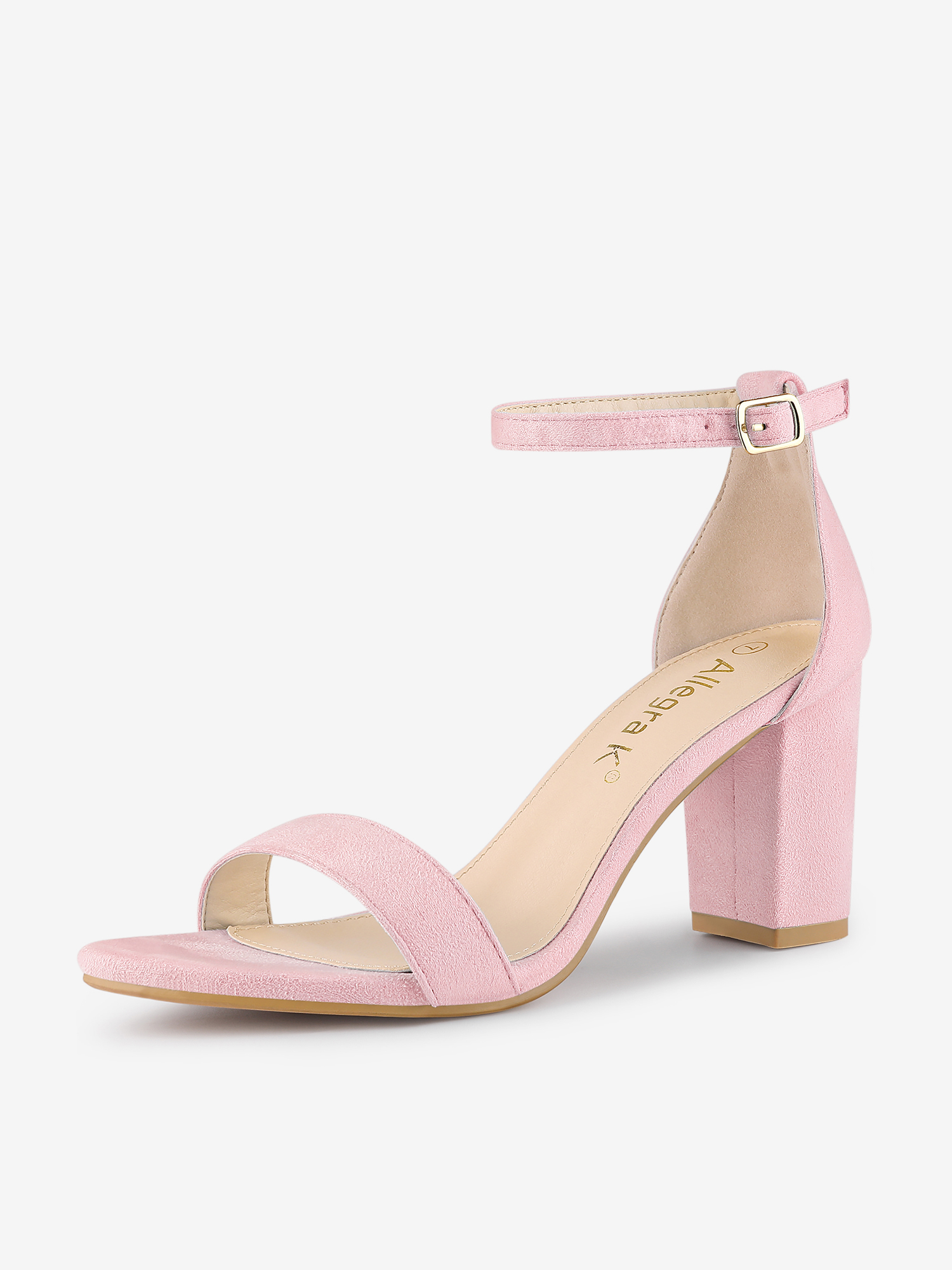 Women's Buckle Ankle Strap High Chunky Heels Sandals Pink/6.5